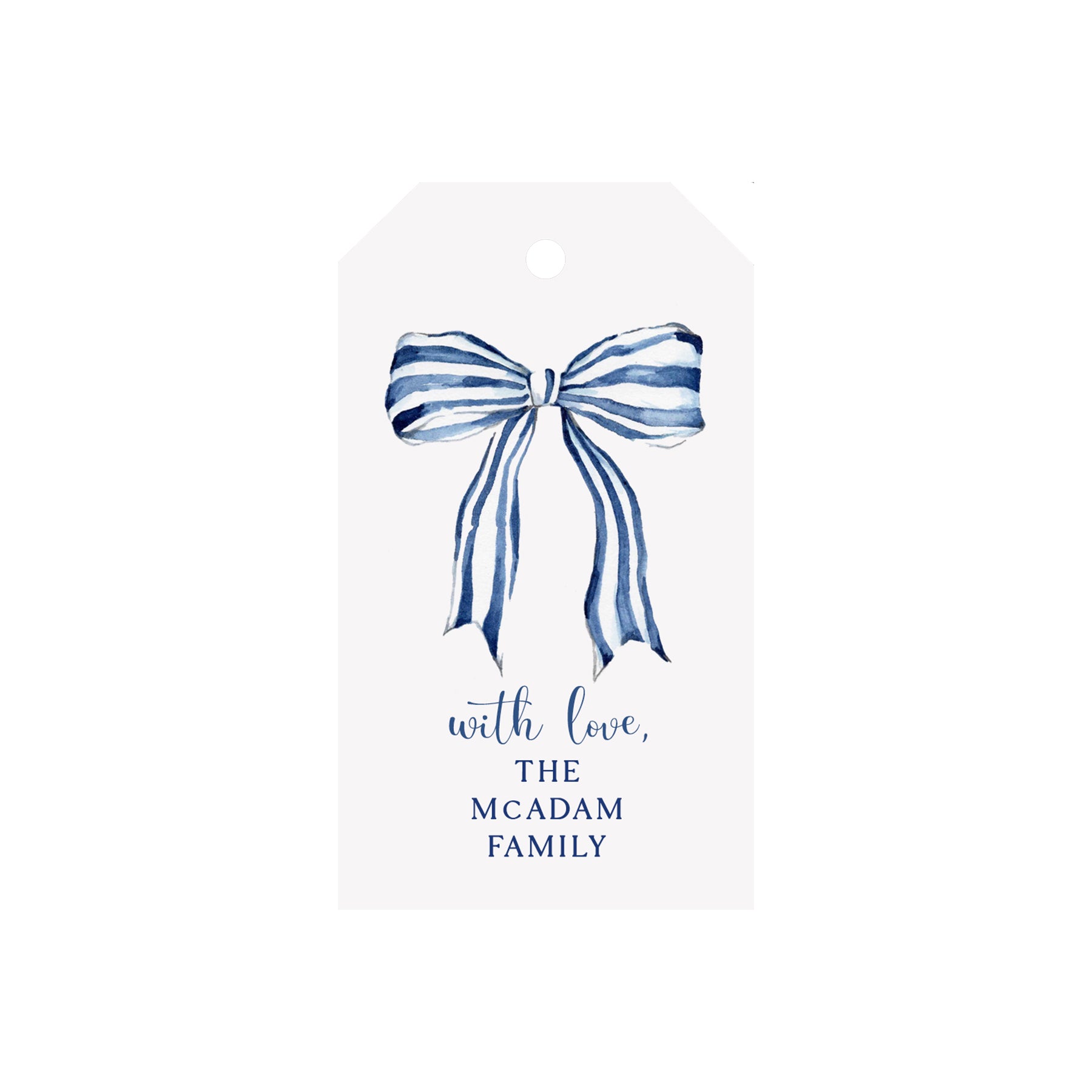 Striped Blue Bow Personalized Luggage Gift Tags