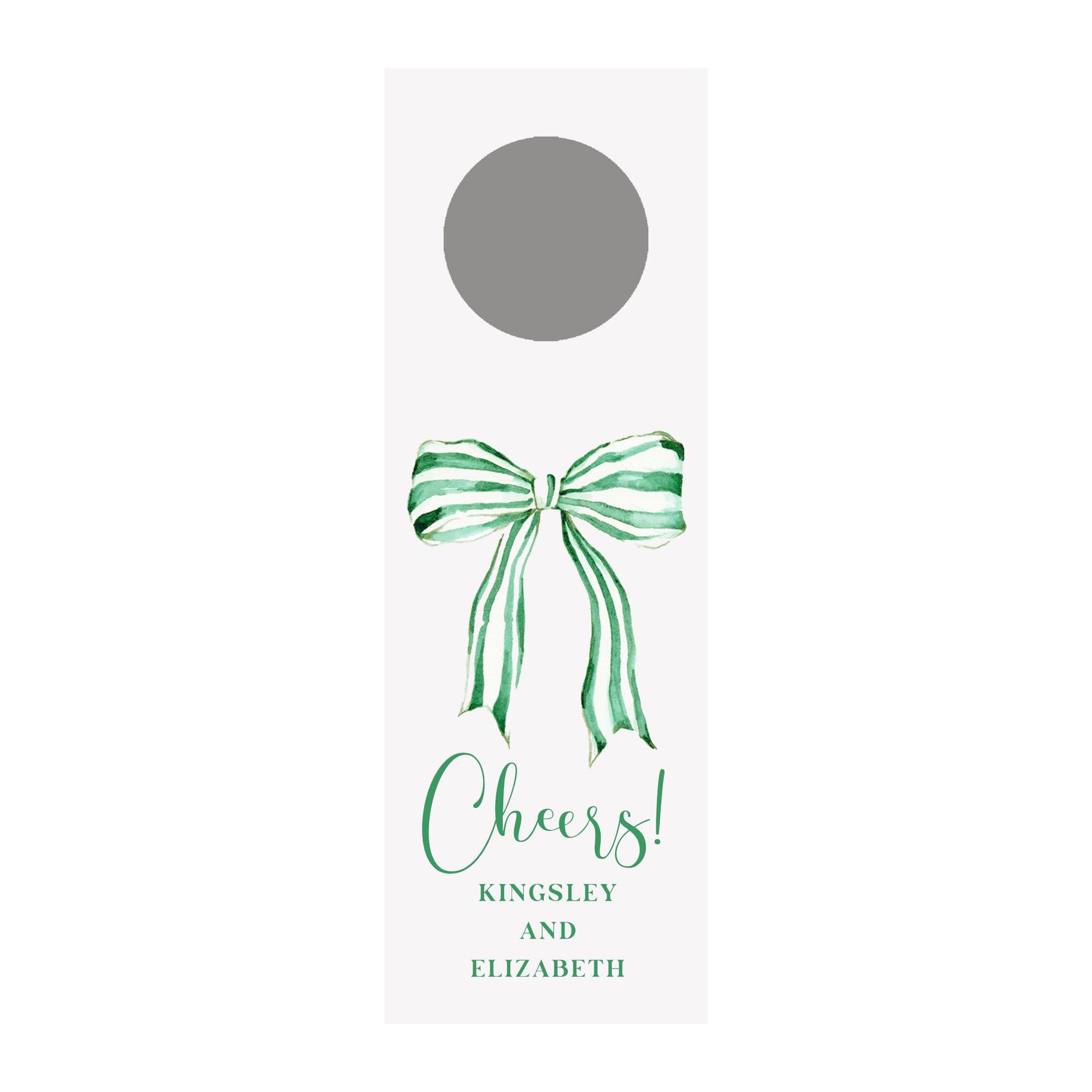 Striped Green Bow Personalized Wine Tag