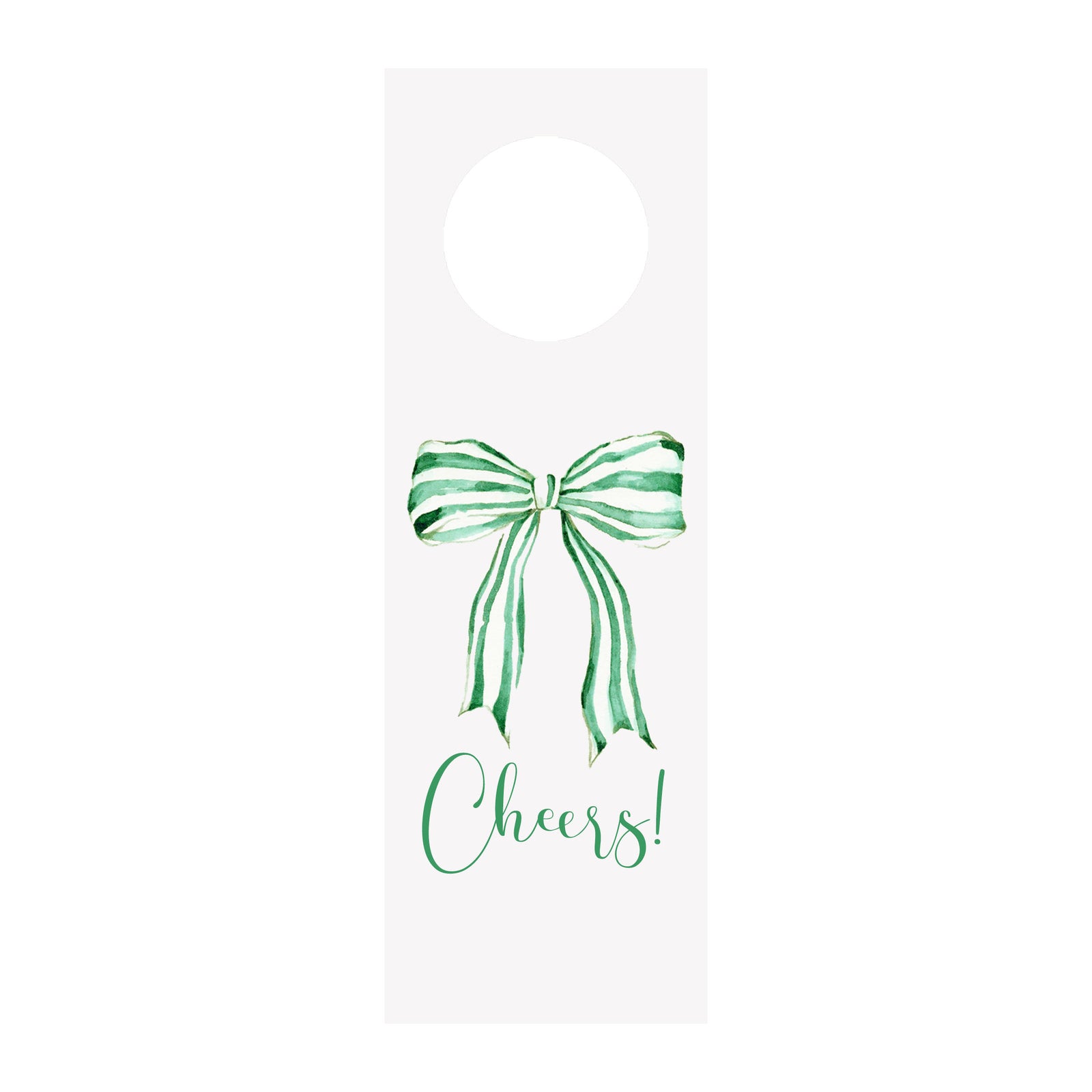Striped Bow Green Bottle & Wine Tag