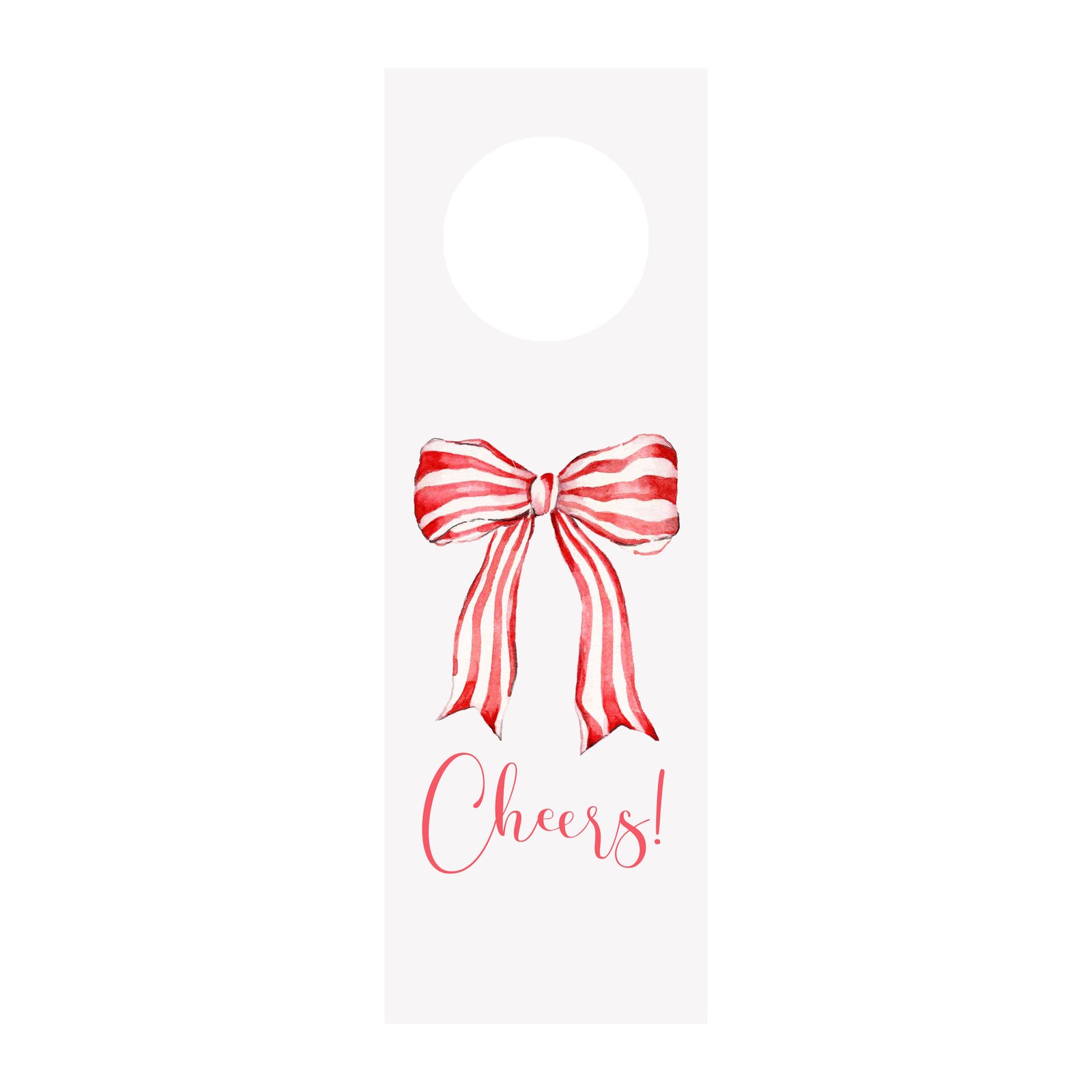 Striped Bow Red Bottle & Wine Tag