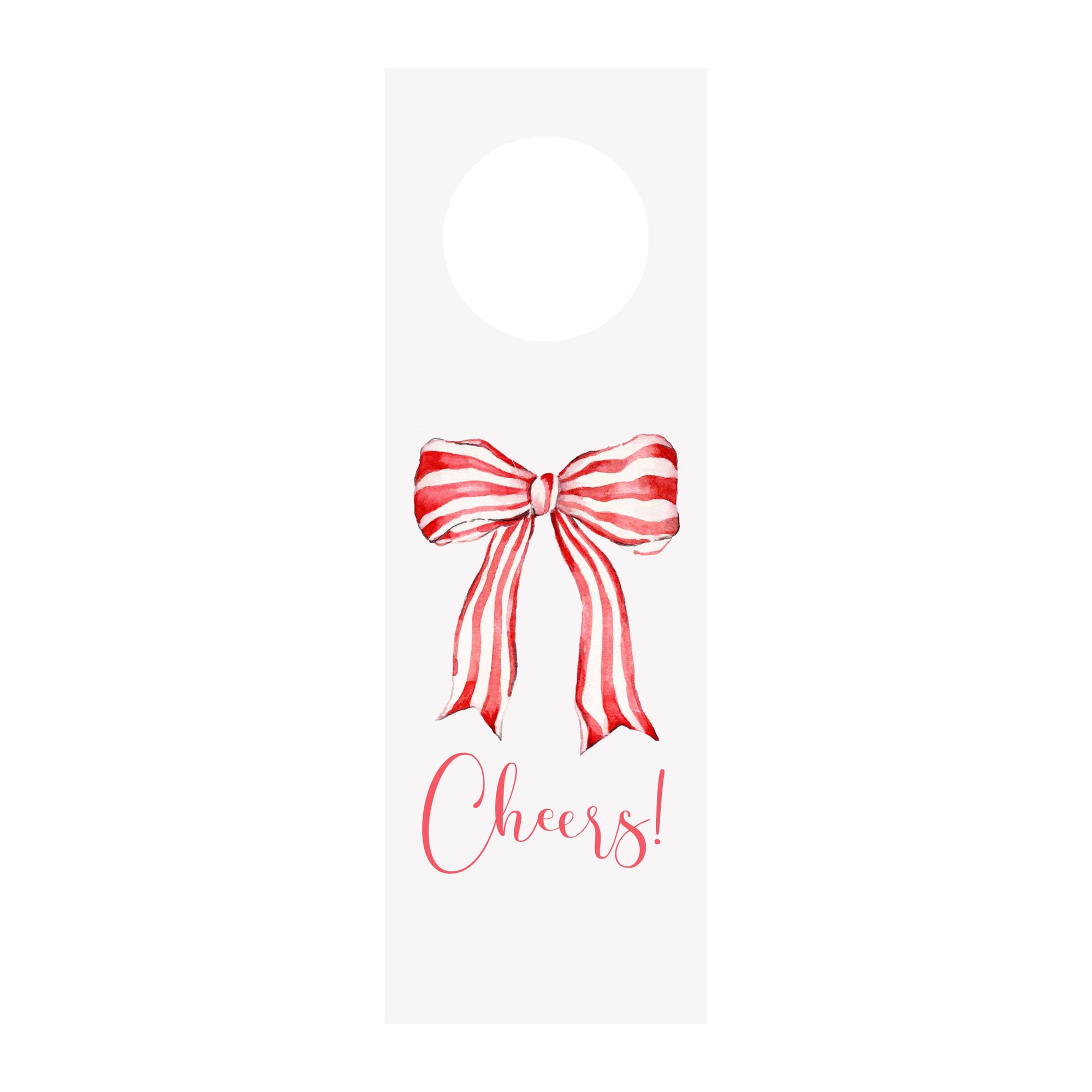 Striped Bow Red Bottle & Wine Tag