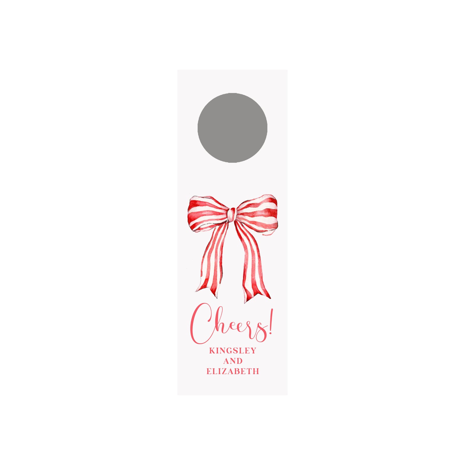 Striped Red Bow Personalized Wine Tag