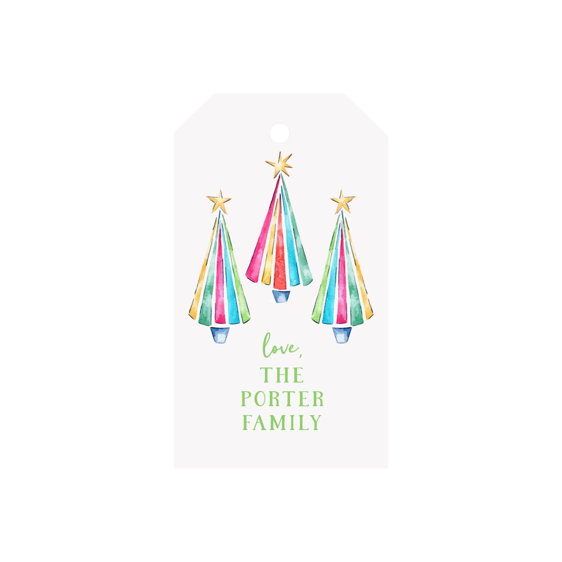 Vibrant Trees Personalized Angled/Drilled Gift Tags