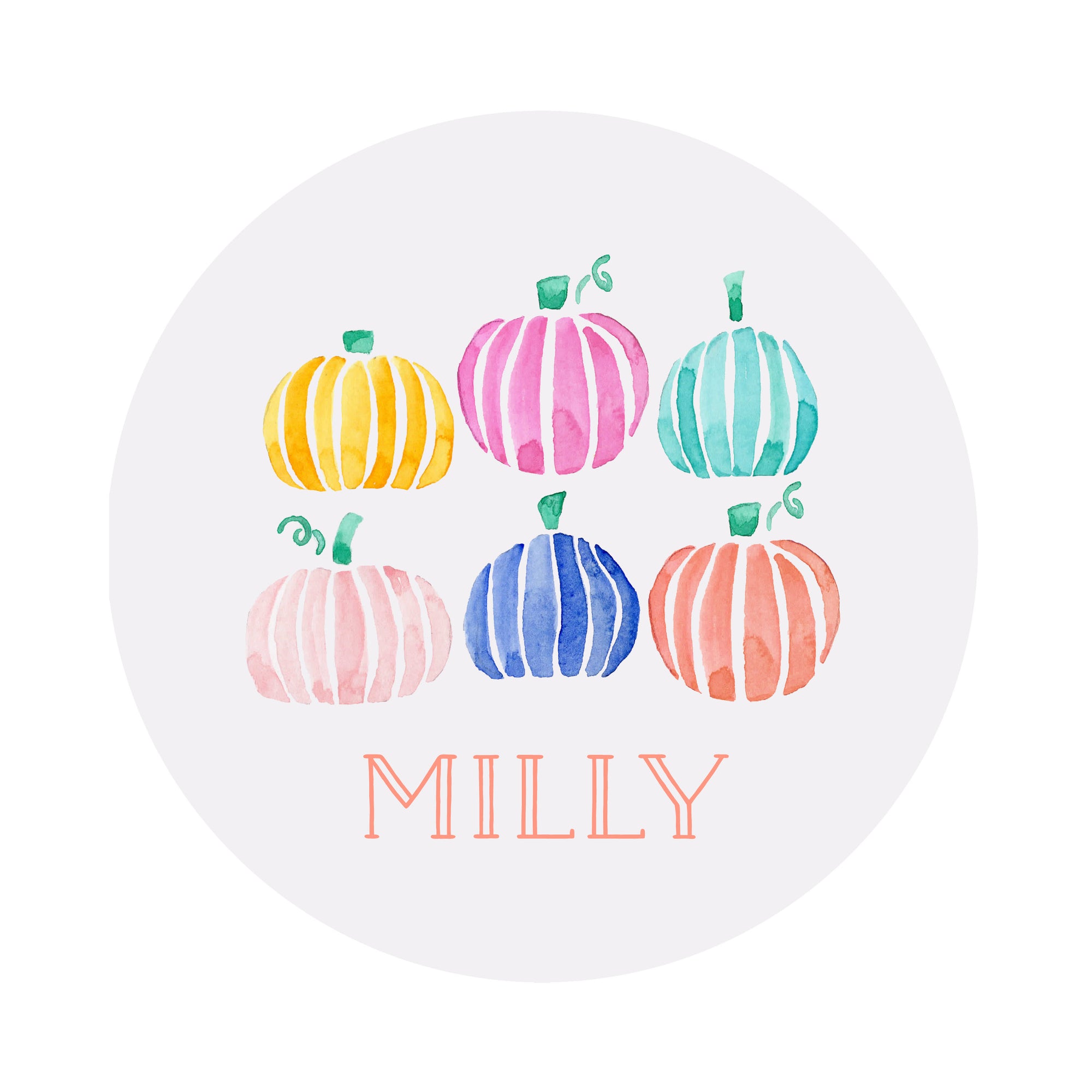Striped Pumpkin Personalized Circular Thanksgiving Placecards