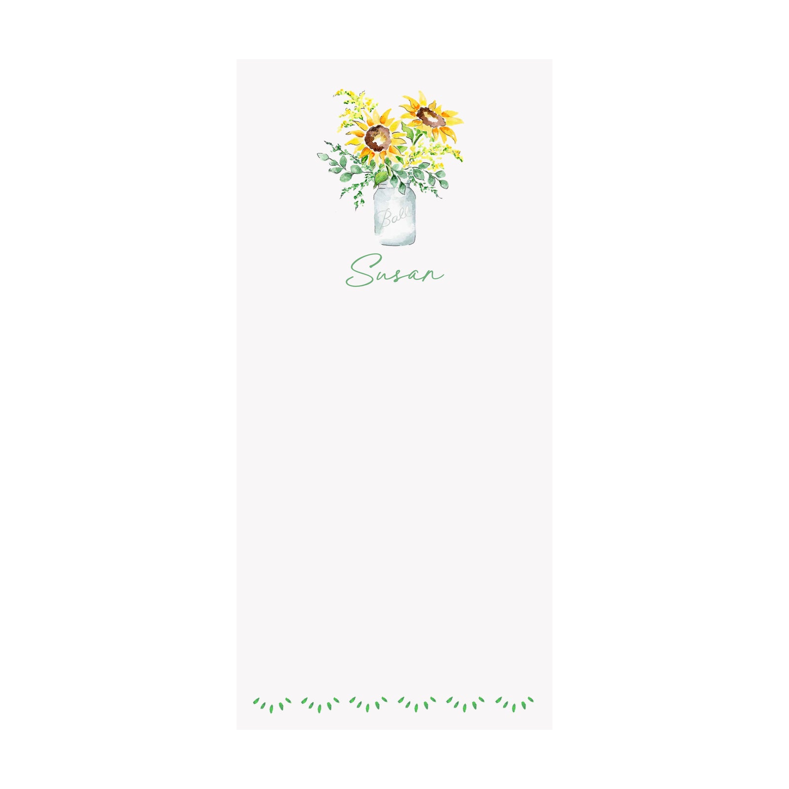 Sunflower Mason Jar Notepad- Personalized