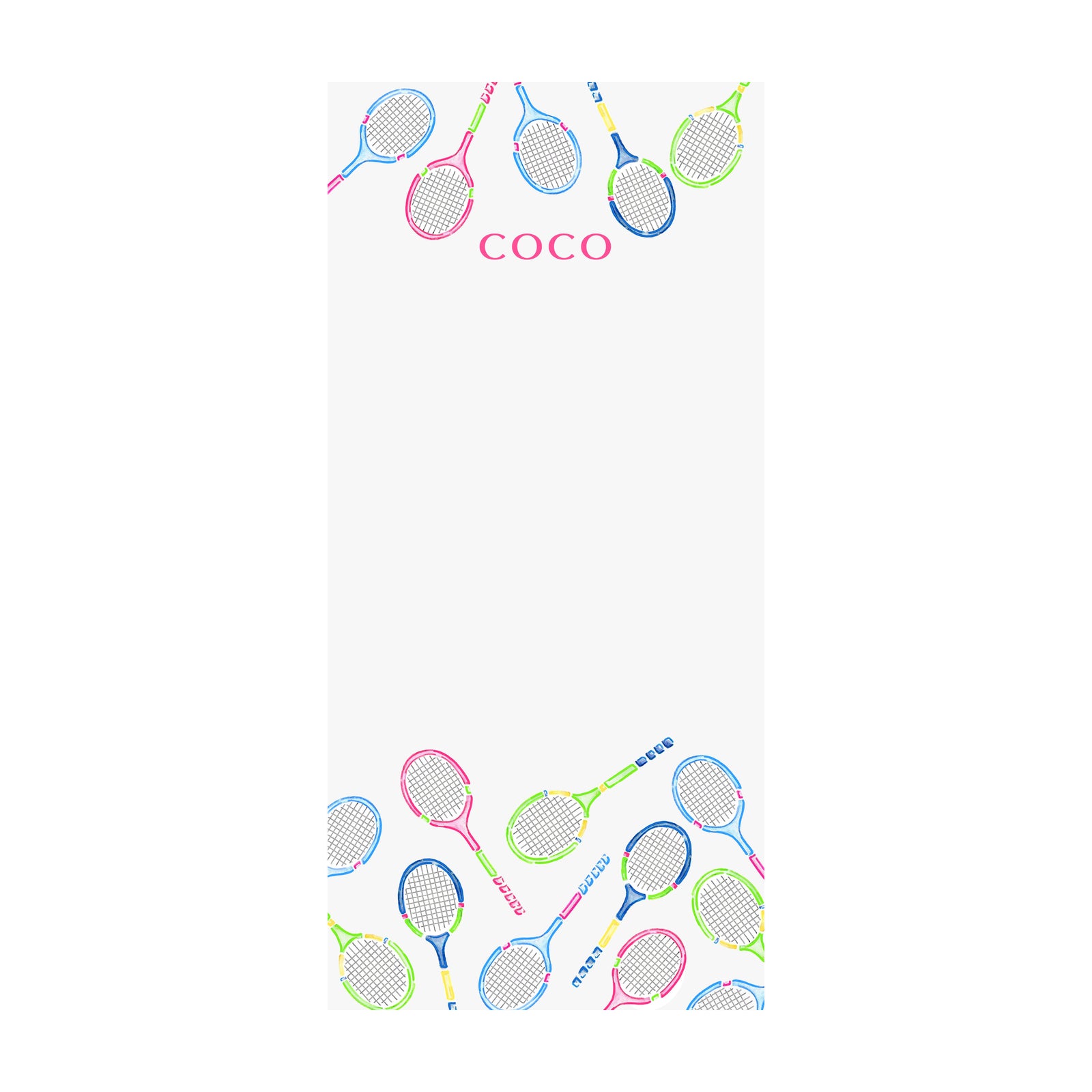 Tennis Racquets Notepad- Personalized