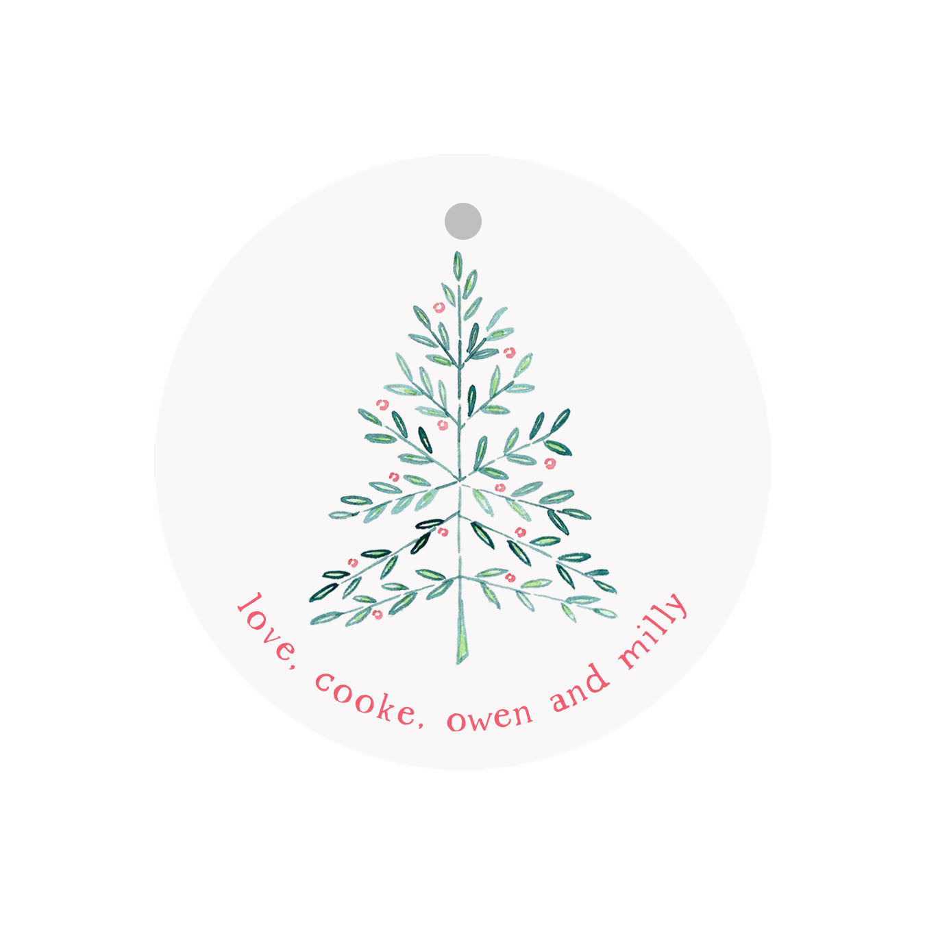 Thin Pine Circular Gift Tags- Personalized