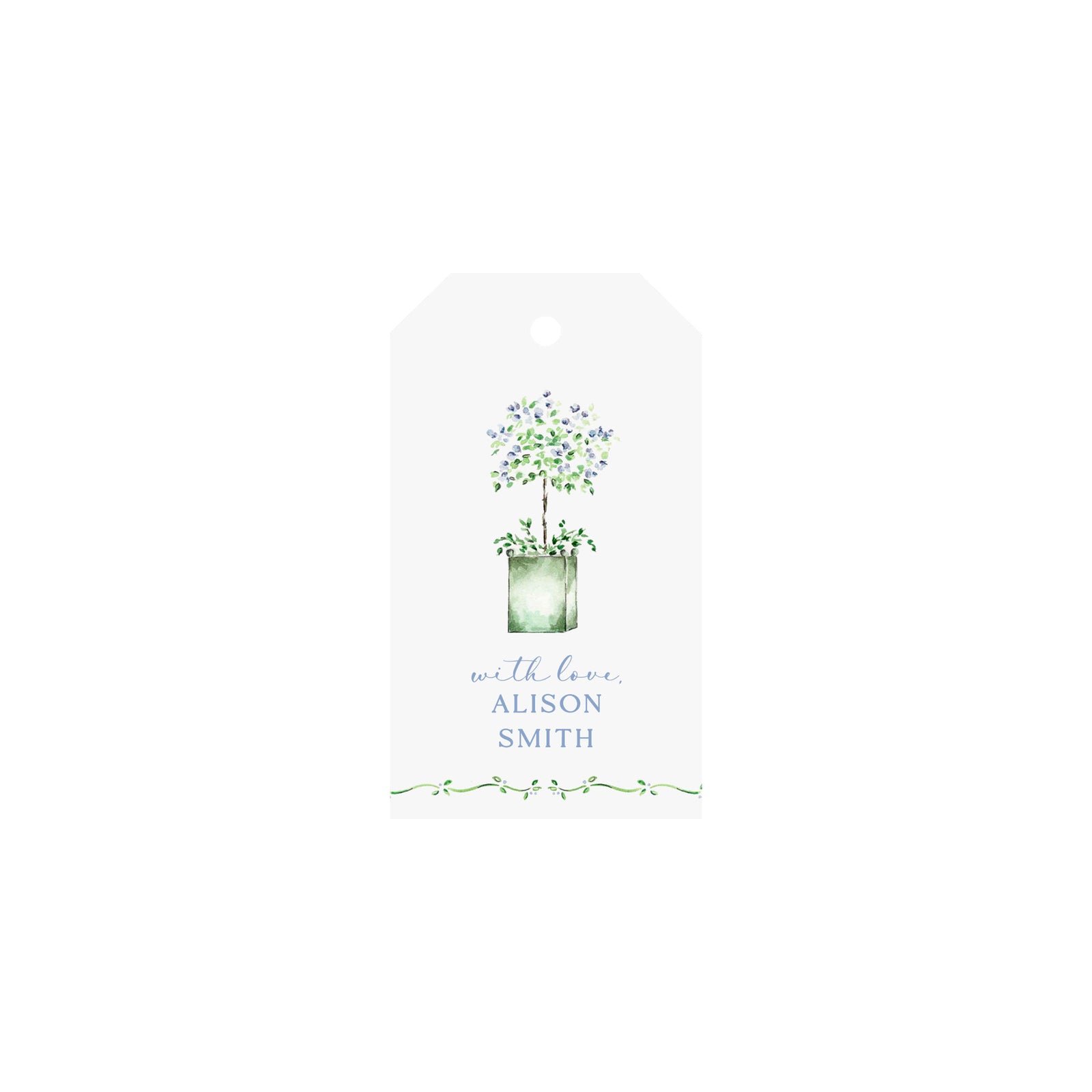 Garden Topiaries Personalized Angled/Drilled Gift Tags