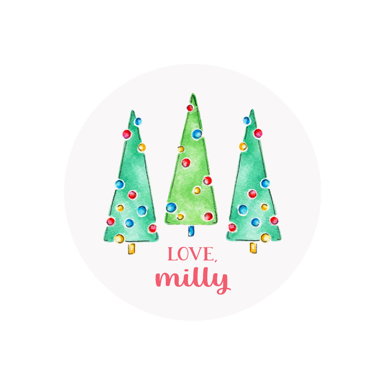 Tree Lights Circular Gift Tags- Personalized