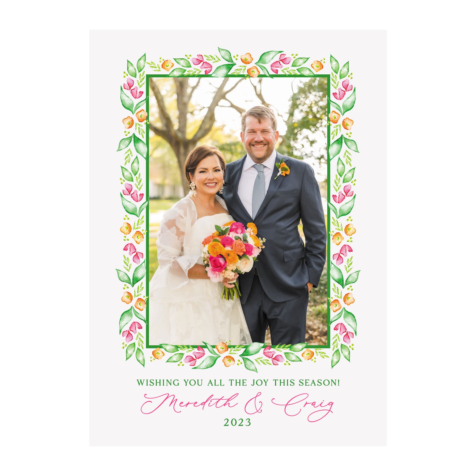 Vibrant Holly Garland Holiday Photo Cards