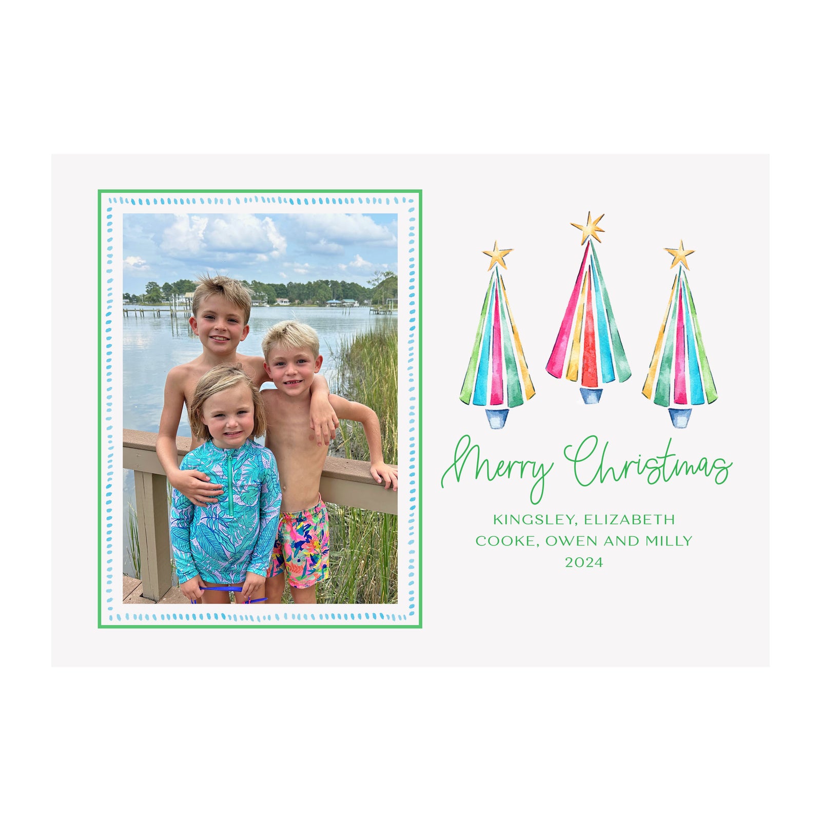 Vibrant Trees Holiday Photo Cards