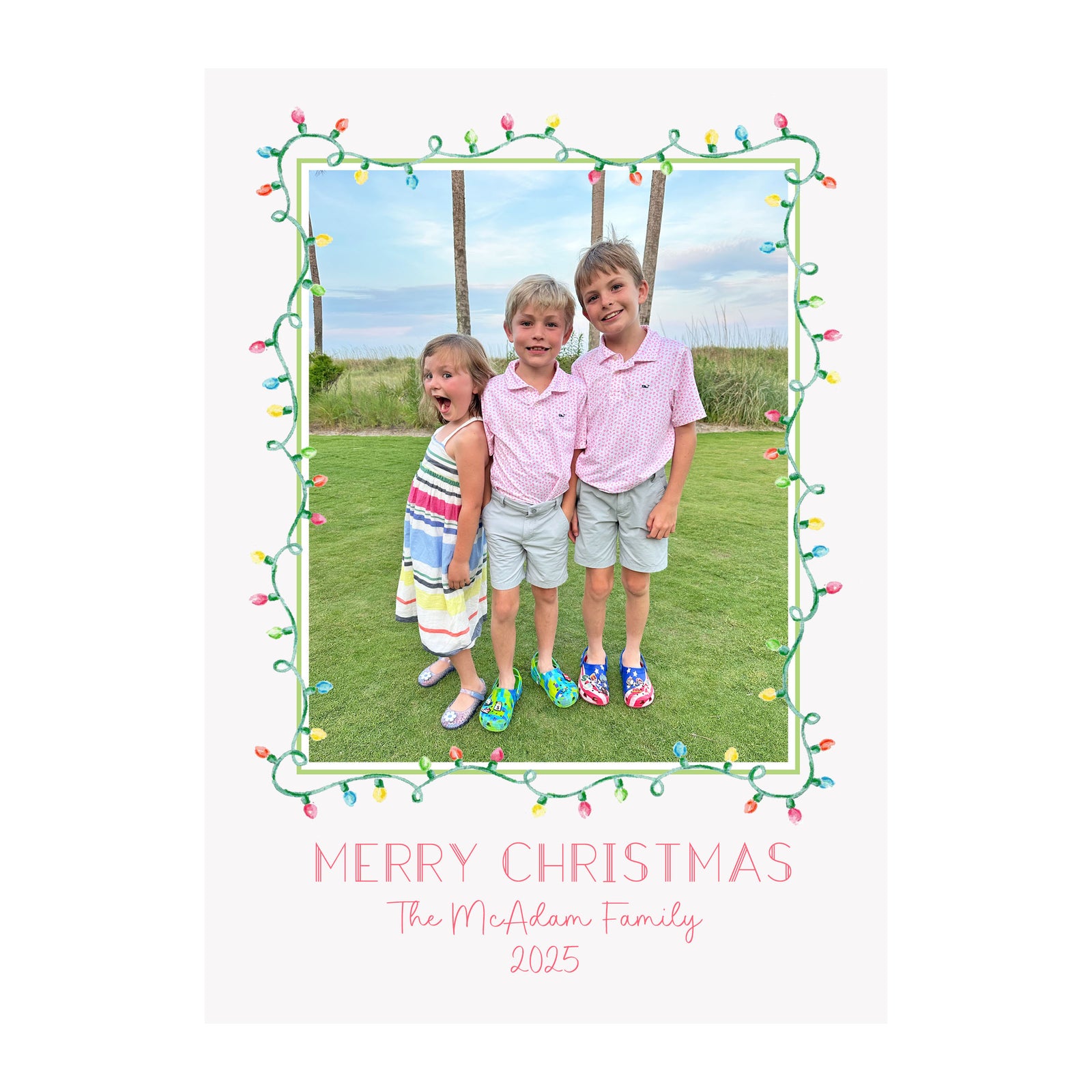 Wavy String Lights Holiday Photo Cards