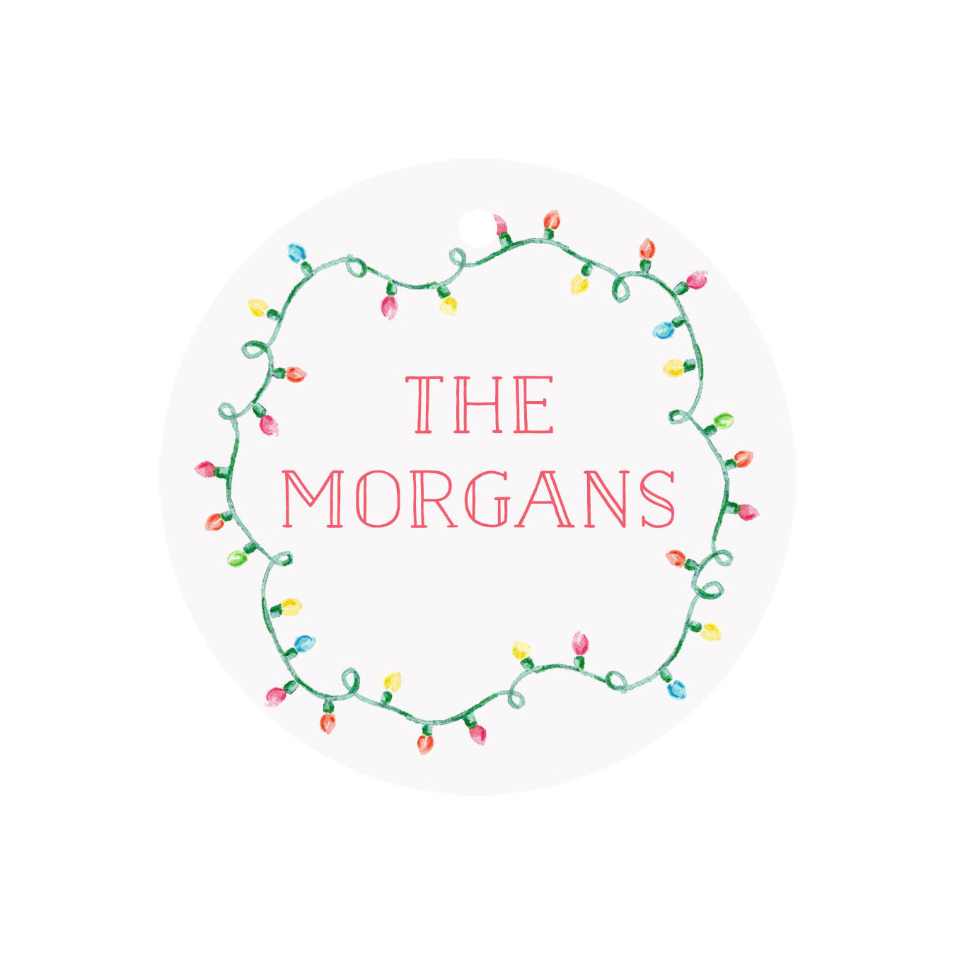 Wavy String LIghts Circular Gift Tags- Personalized