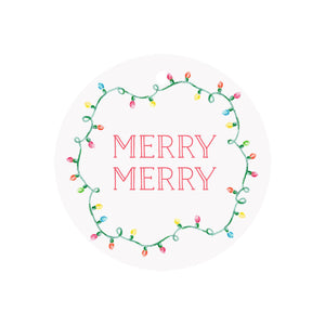 Wavy String Lights Circular Round Gift Tags