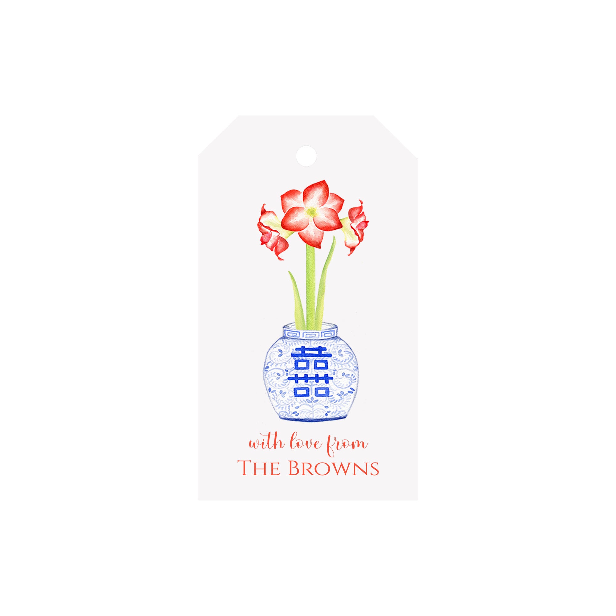 Amaryllis Ginger Jar Personalized Luggage Gift Tags