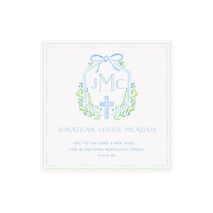 Framed Baby Keepsake Monogram & Verse Print- Blue