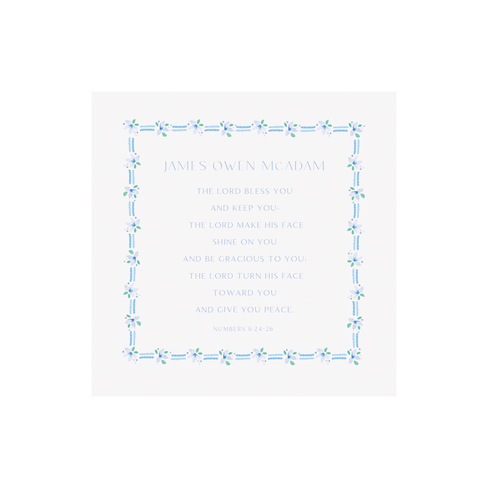 Framed Religious Keepsake Verse Print- Blue