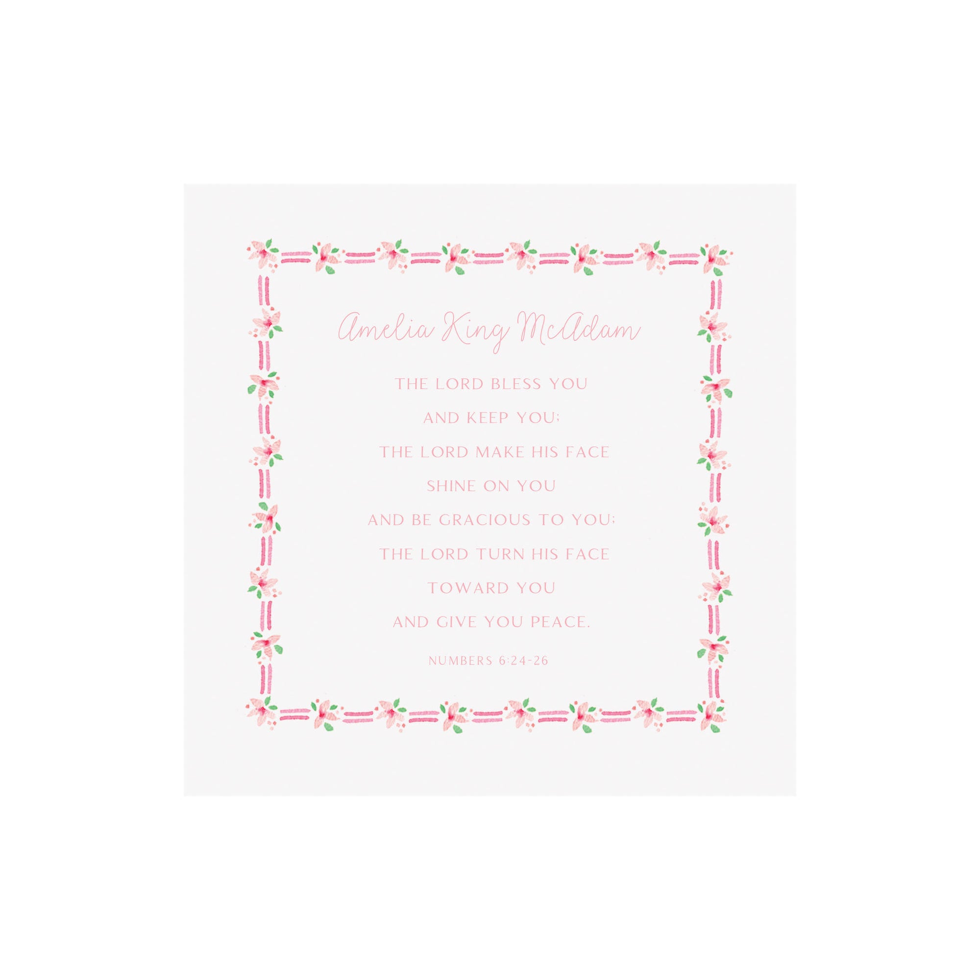 Framed Baby Keepsake Verse Print- Pink