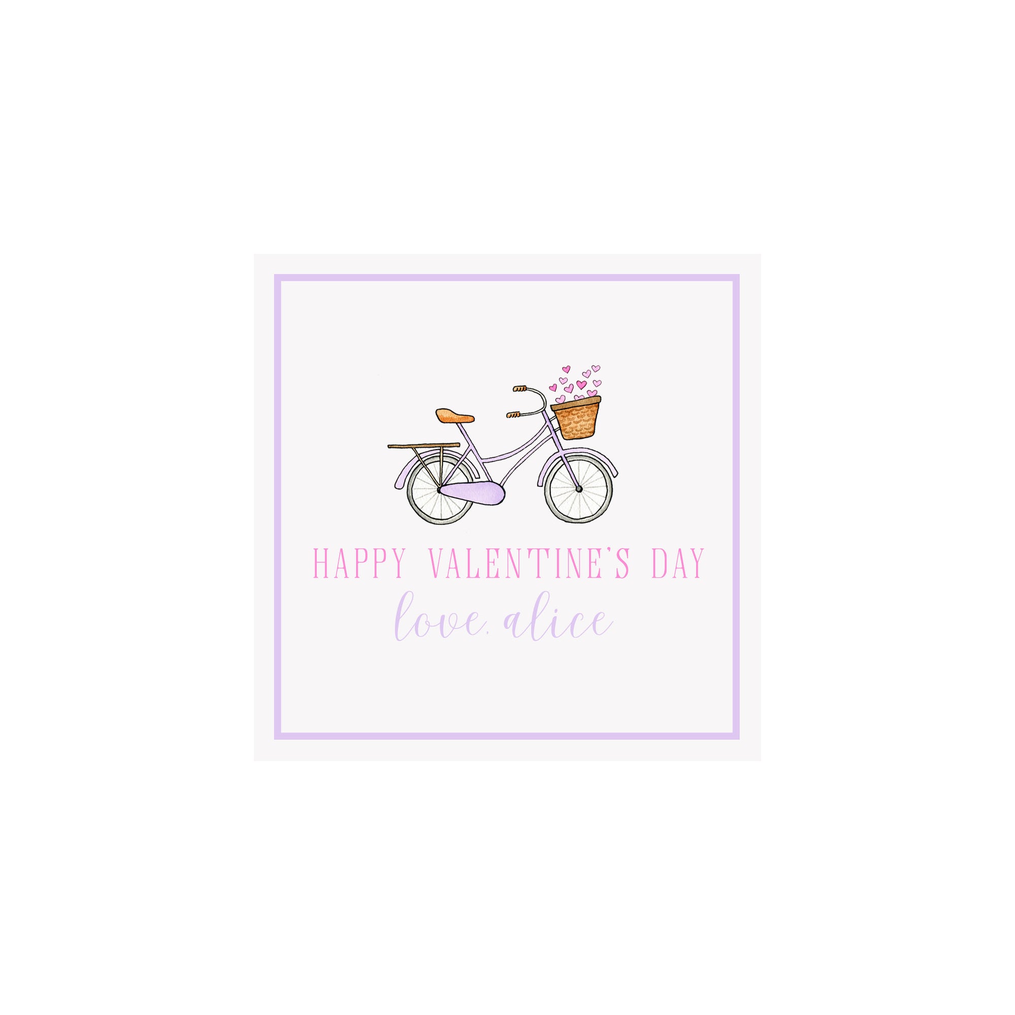 Bicycle of Hearts Valentine Gift Tags & Stickers