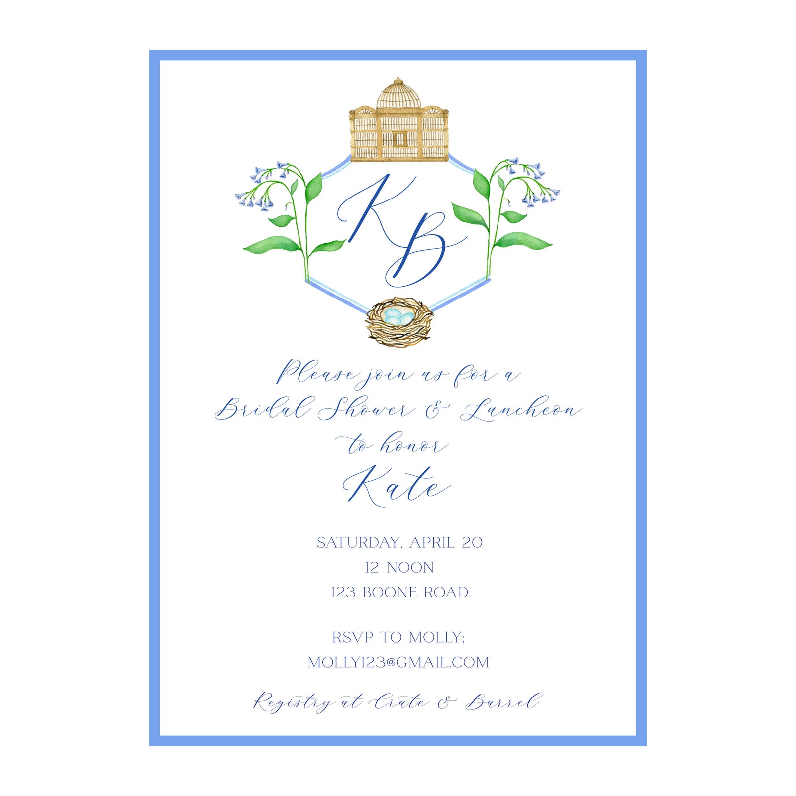 Bird & Bloom Party Invitation
