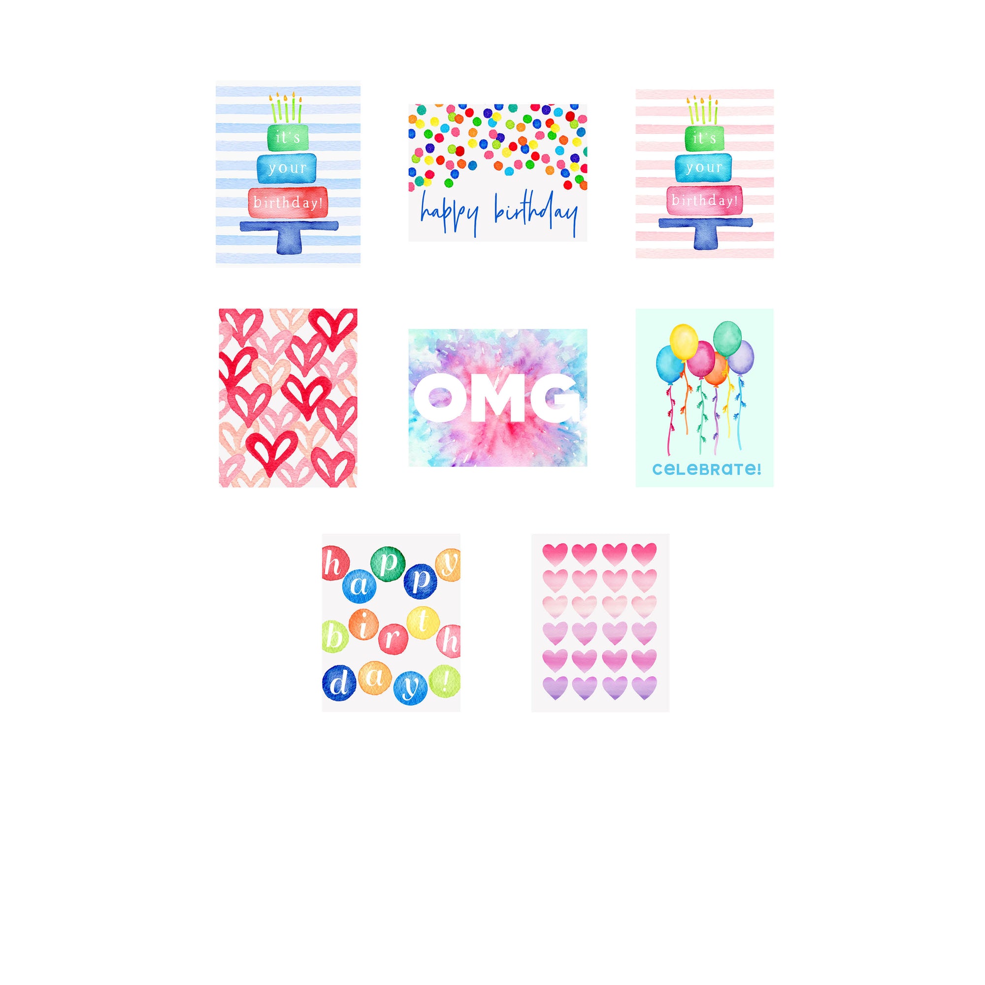 Birthday Bash- Assorted Foldover Greeting Cards