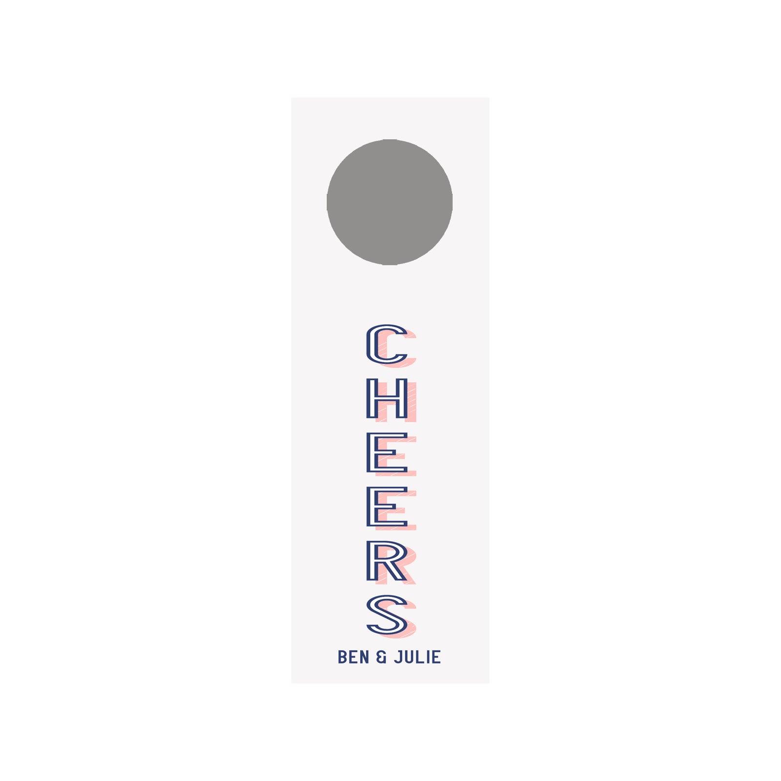 Block Shadow Cheers Personalized Wine Tag- Pink