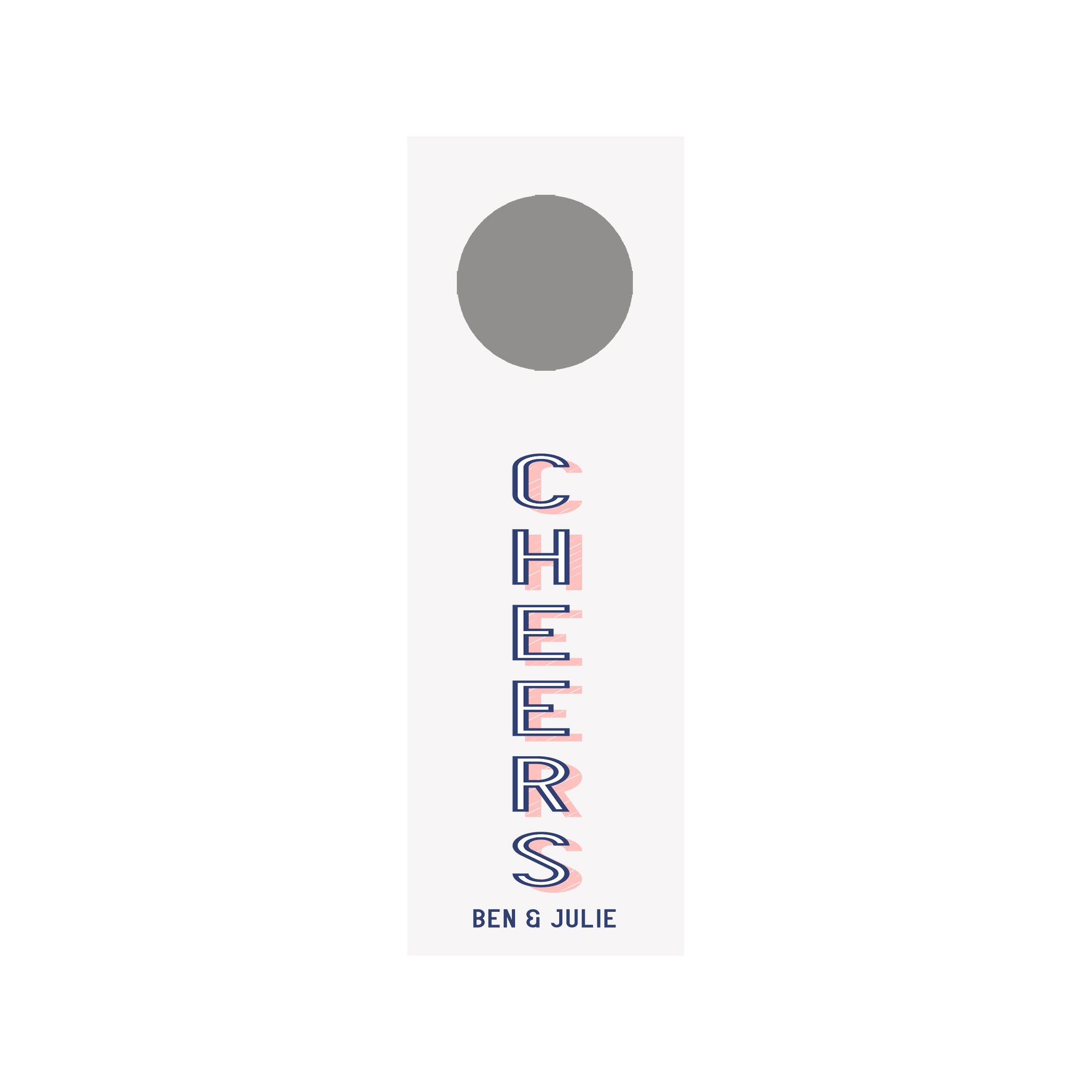 Block Shadow Cheers Personalized Wine Tag- Pink