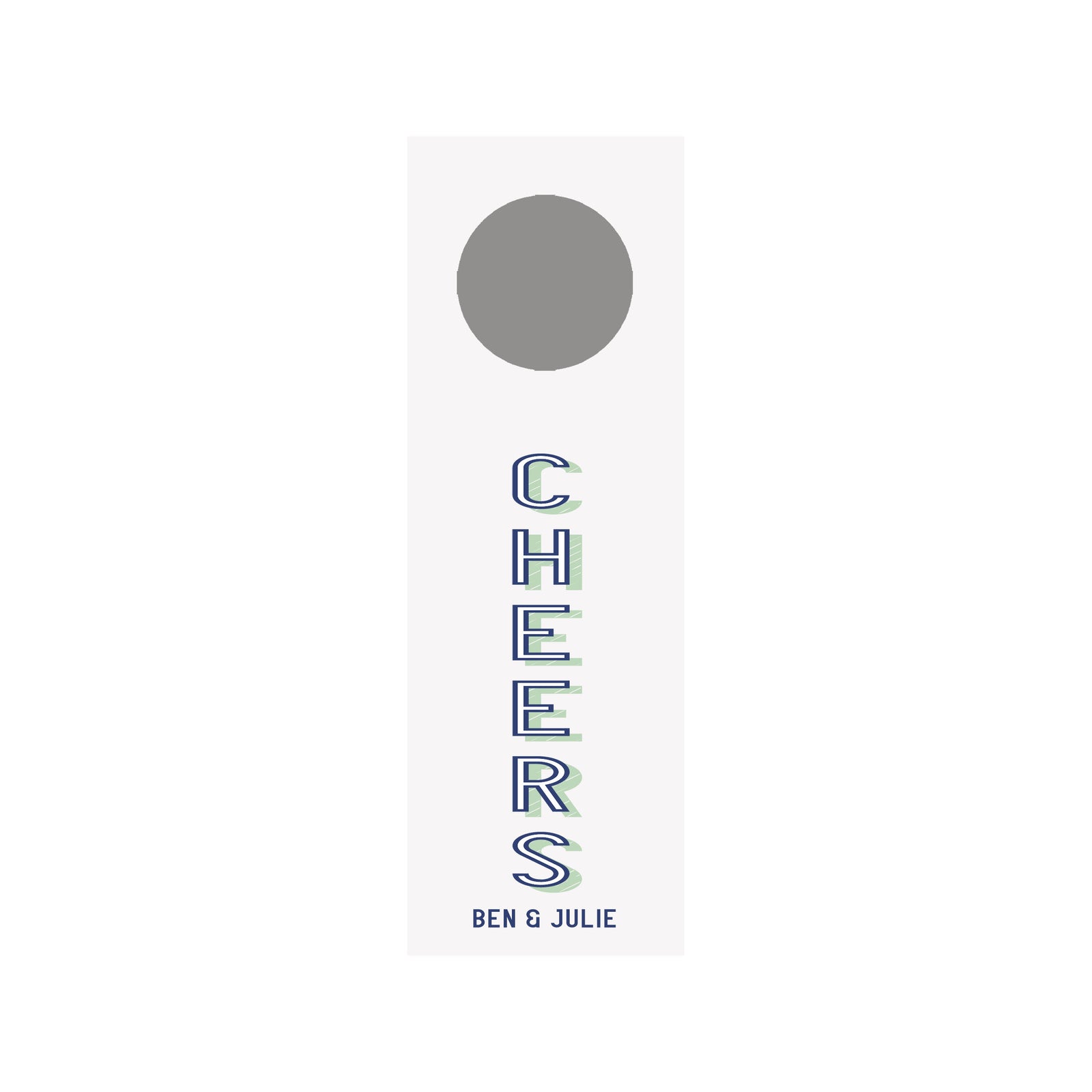 Block Shadow Cheers Personalized Wine Tag- Navy/ Green