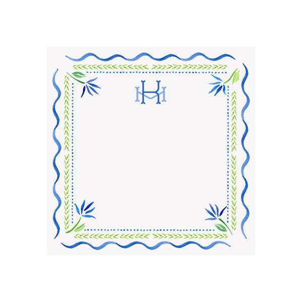 Floral Border Square Notepad- Personalized - Brake Ink Stationery