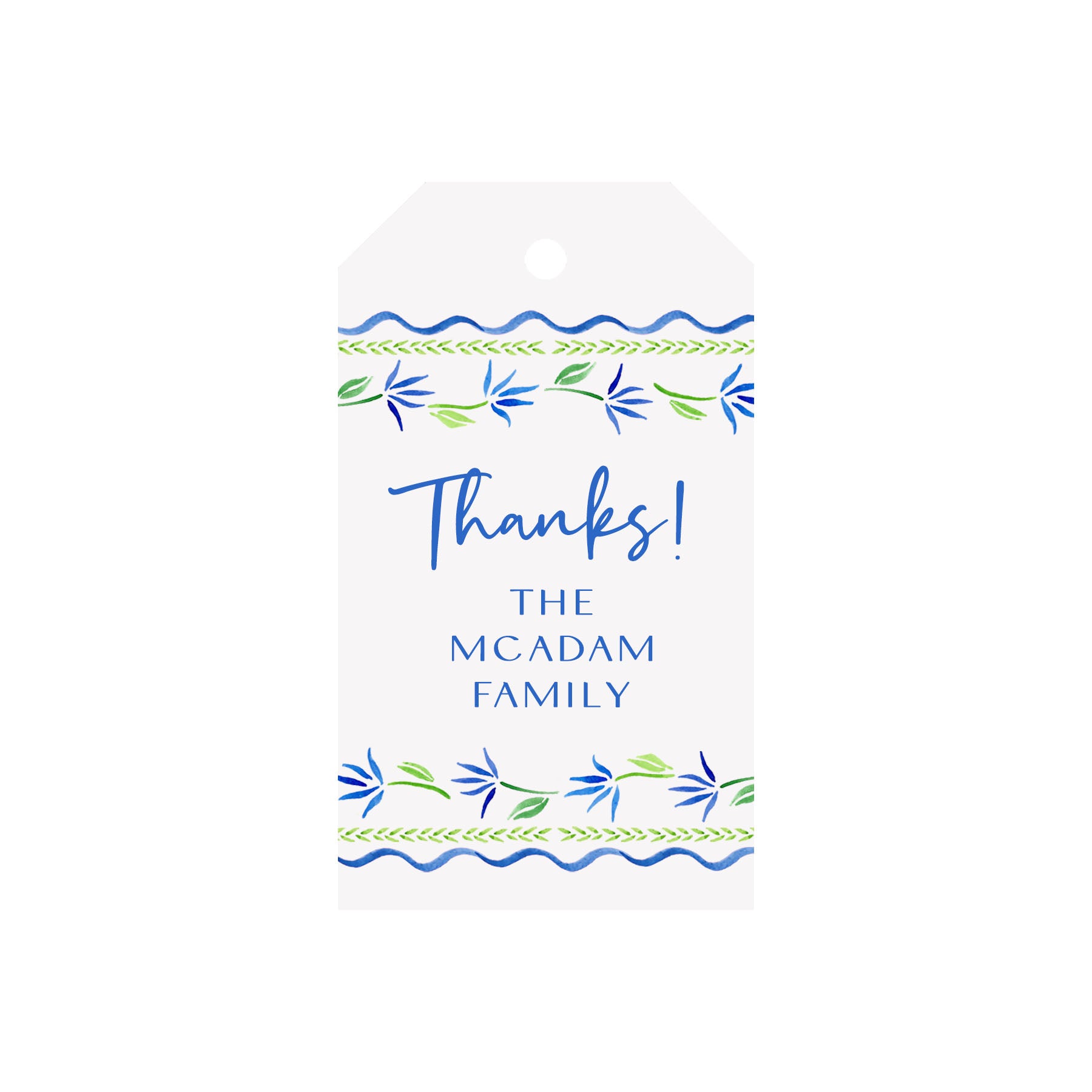 Floral Border Personalized Angled/Drilled Gift Tags