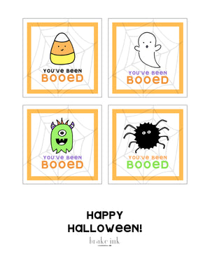 "Happy Halloween" and "You've Been Booed" Printable Tags