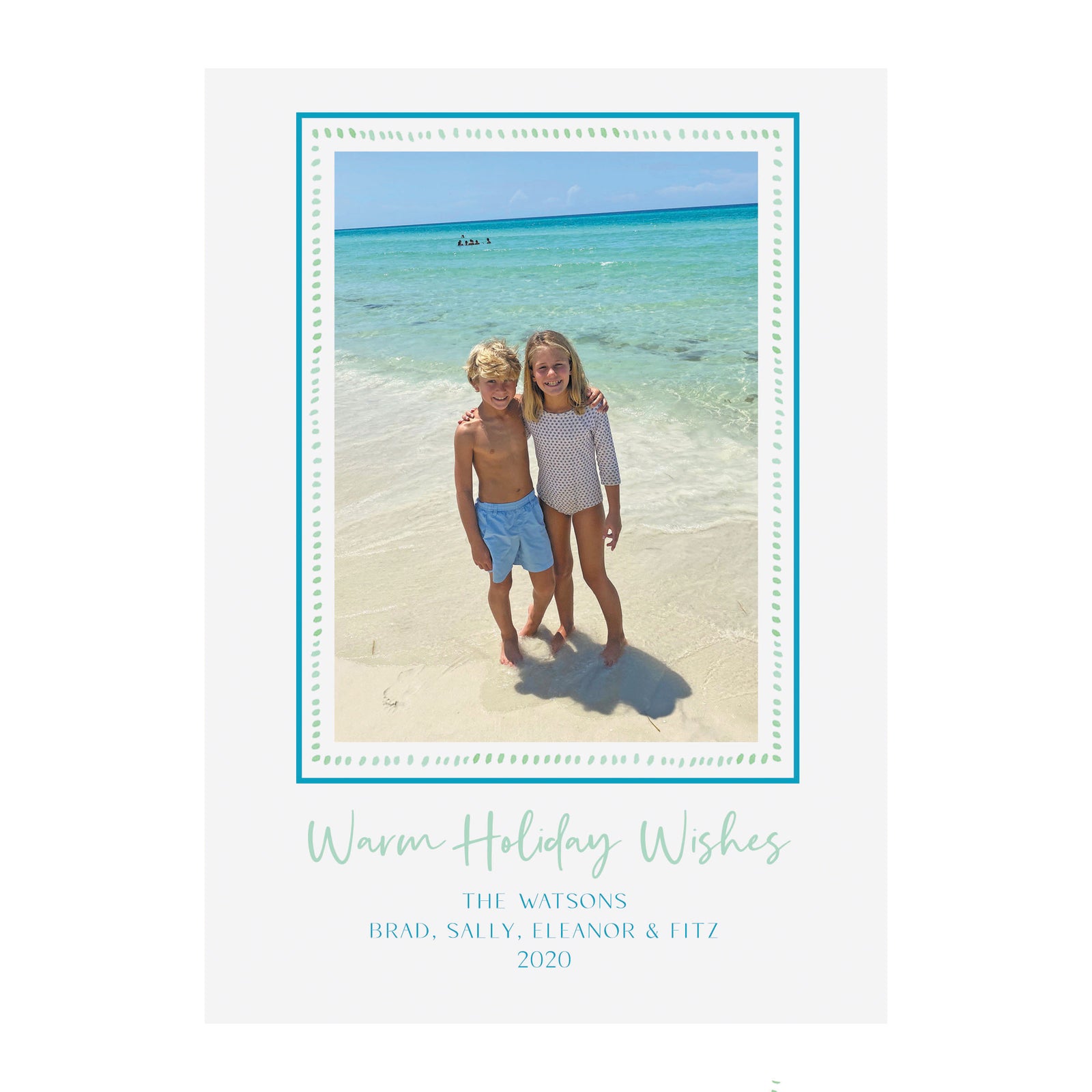 Dash Border Holiday Photo Cards