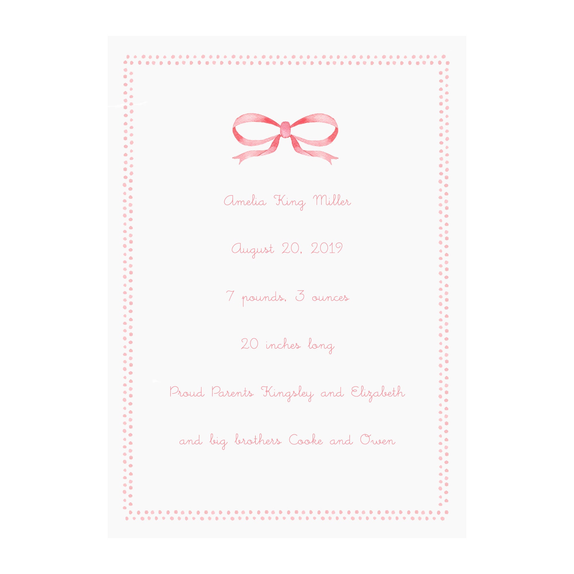 Baby Keepsake Print- Pink