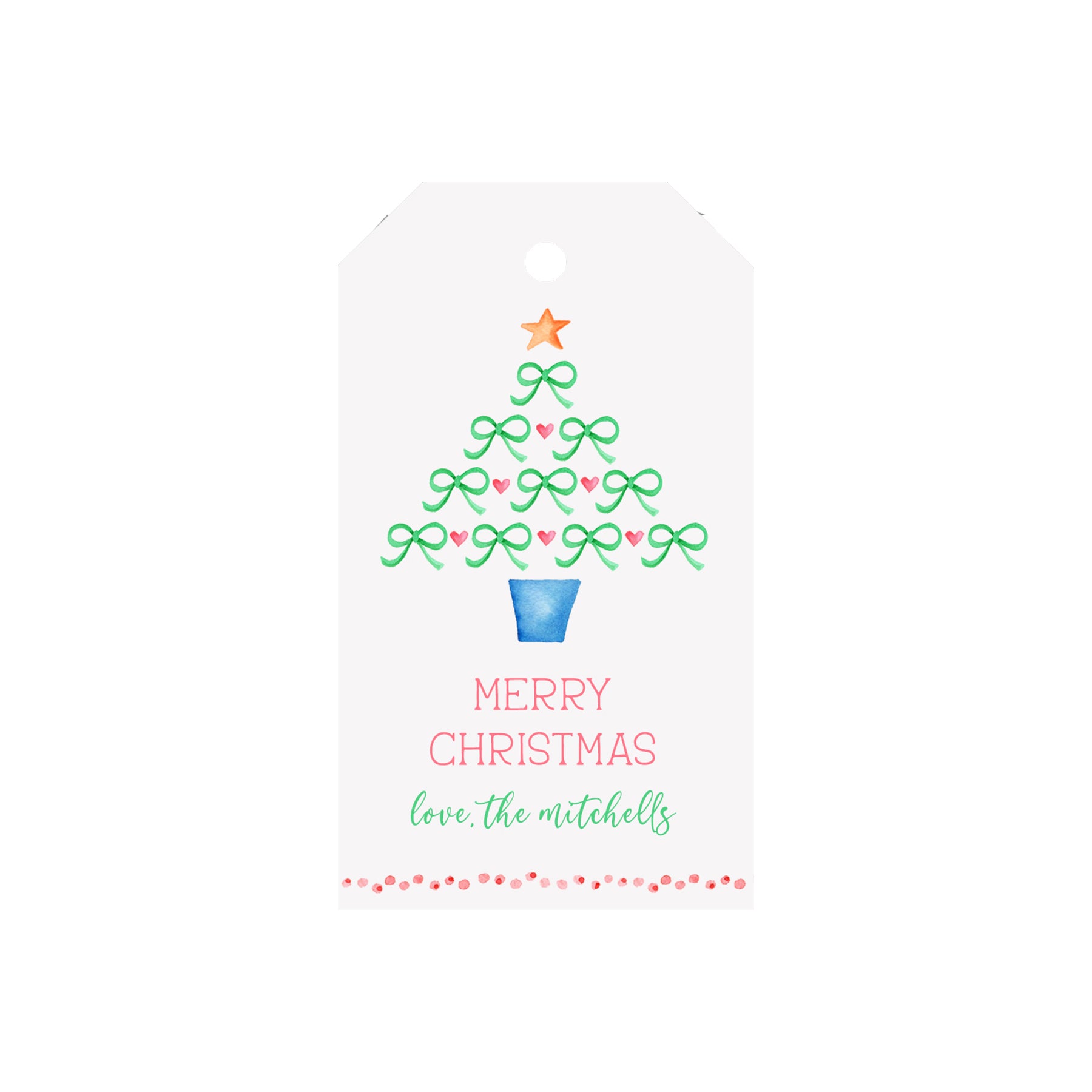 Bow Christmas Tree Personalized Luggage Gift Tags
