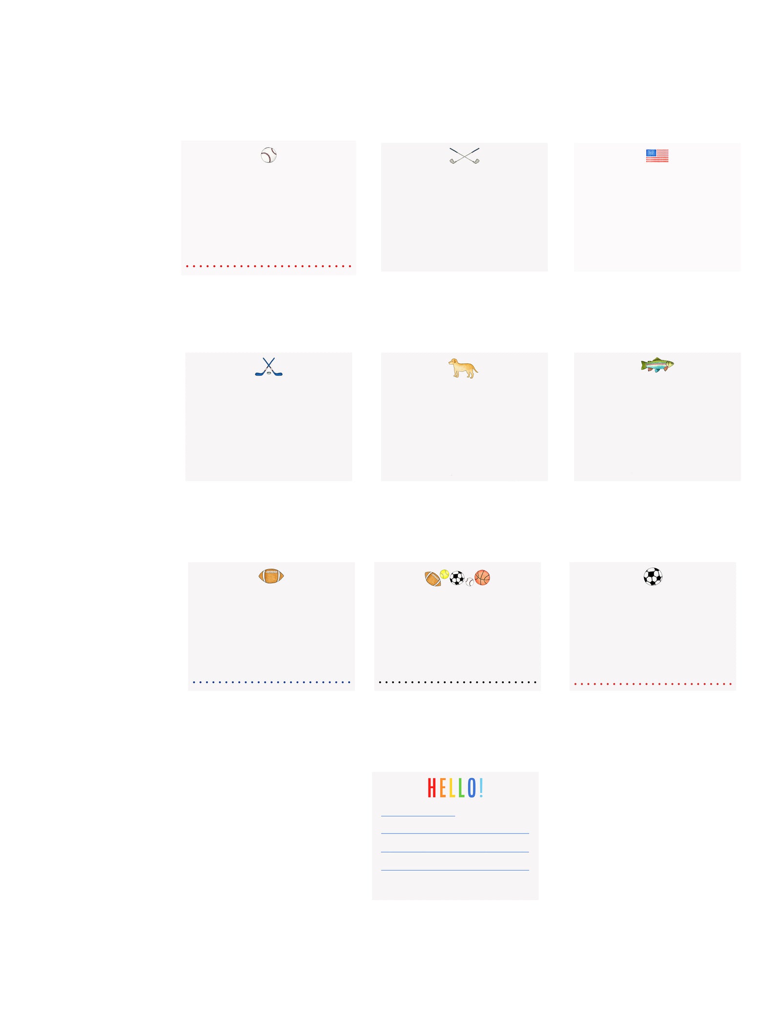 Kids Pen Pal Pack- Assorted Boys Note Cards