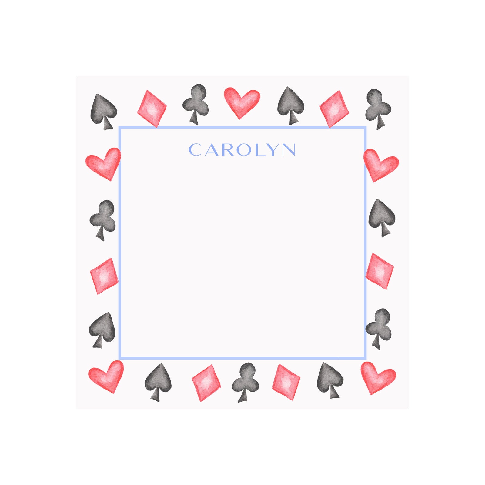 Queen of Hearts Card Notepad- Personalized
