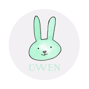 Pastel Bunny Personalized Circular Easter Placecards- GREEN