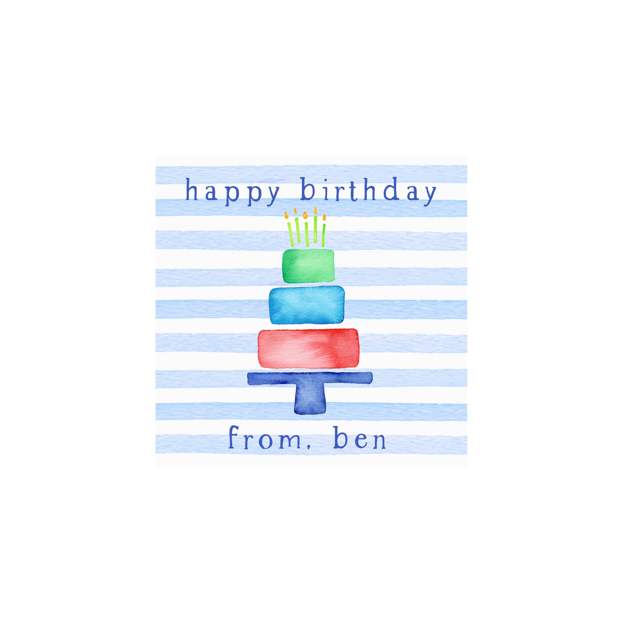 Cake Stripes Gift Tags & Stickers- Blue