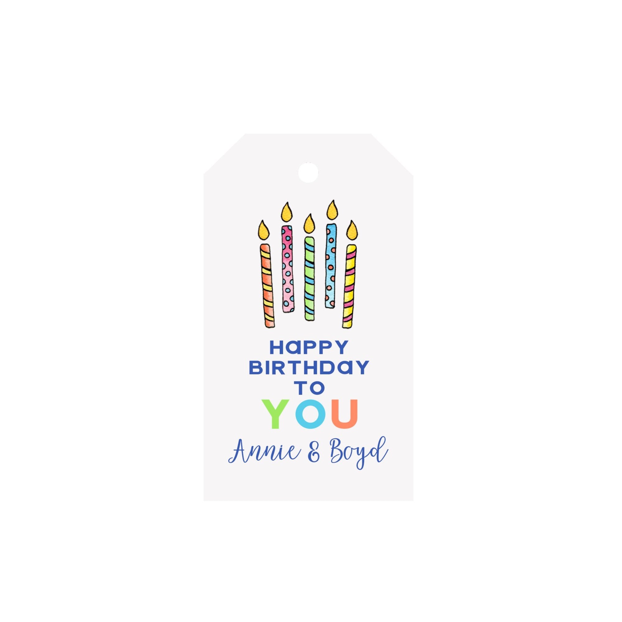 Birthday Candles Personalized Angled/Drilled Gift Tags