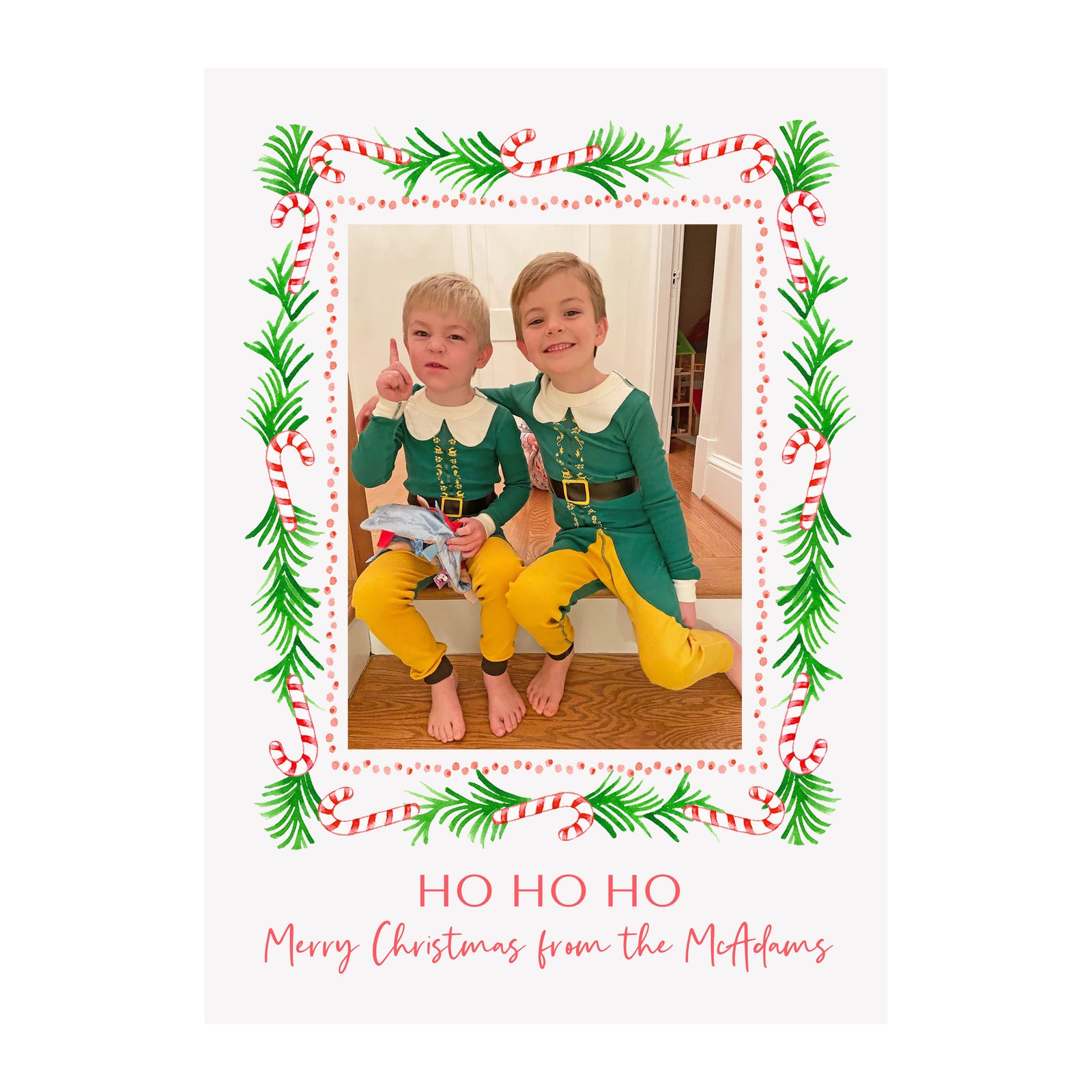 Candy Cane Garland Holiday Photo Cards