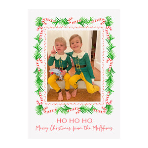 Candy Cane Garland Holiday Photo Cards
