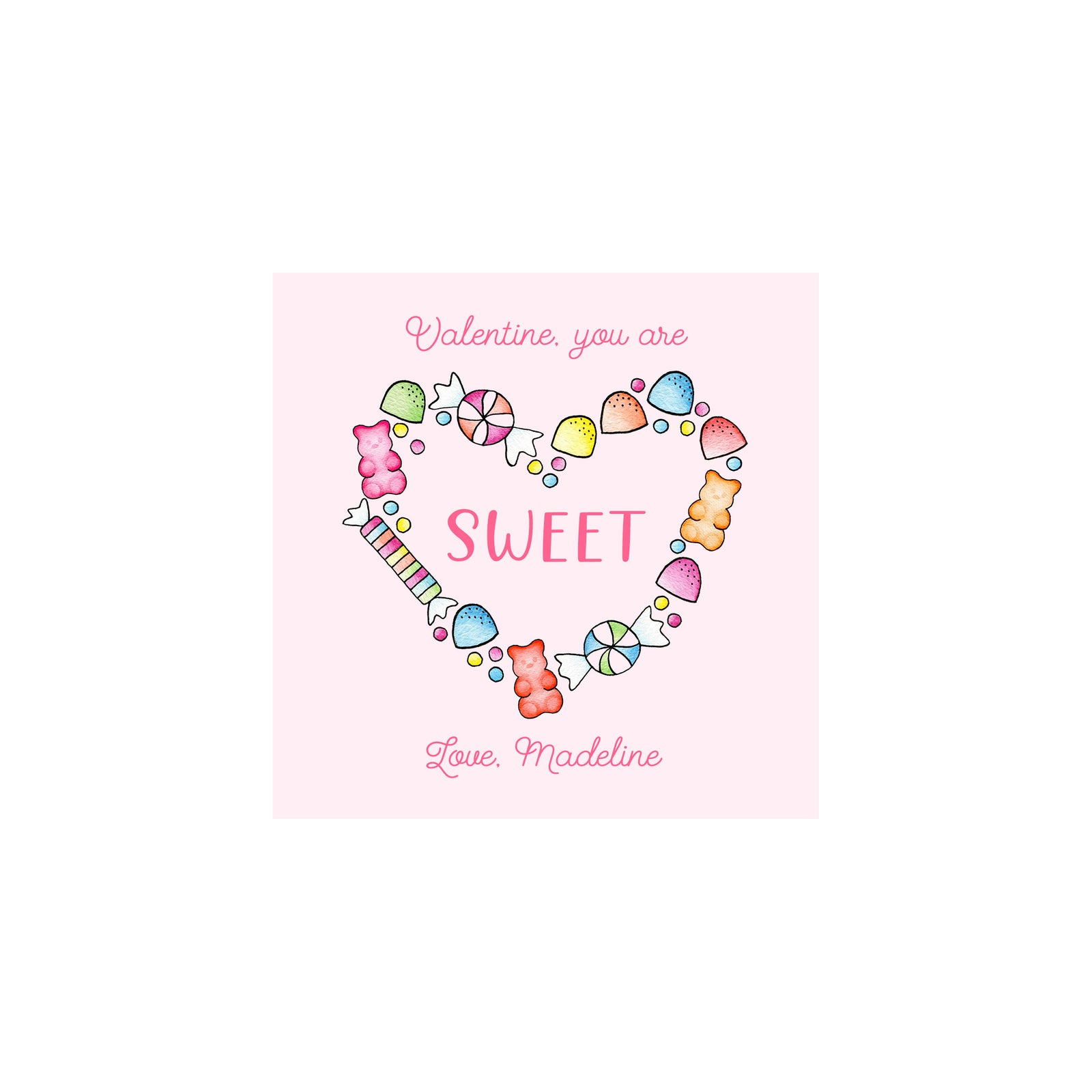 Candy Heart Valentine Gift Tags & Stickers