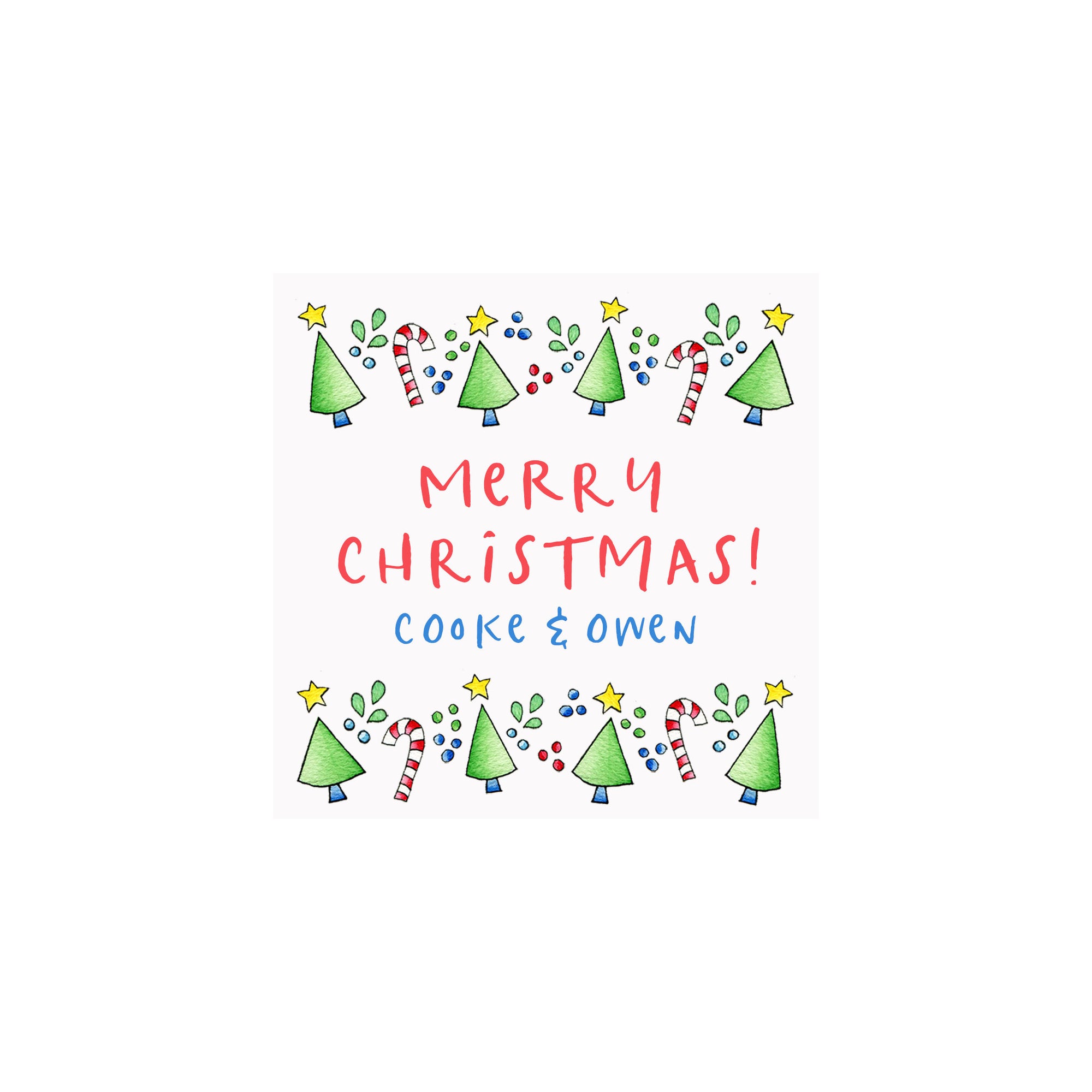 Candy Canes Christmas Trees Personalized Gift Tags & Stickers