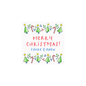 Candy Canes Christmas Trees Personalized Gift Tags & Stickers