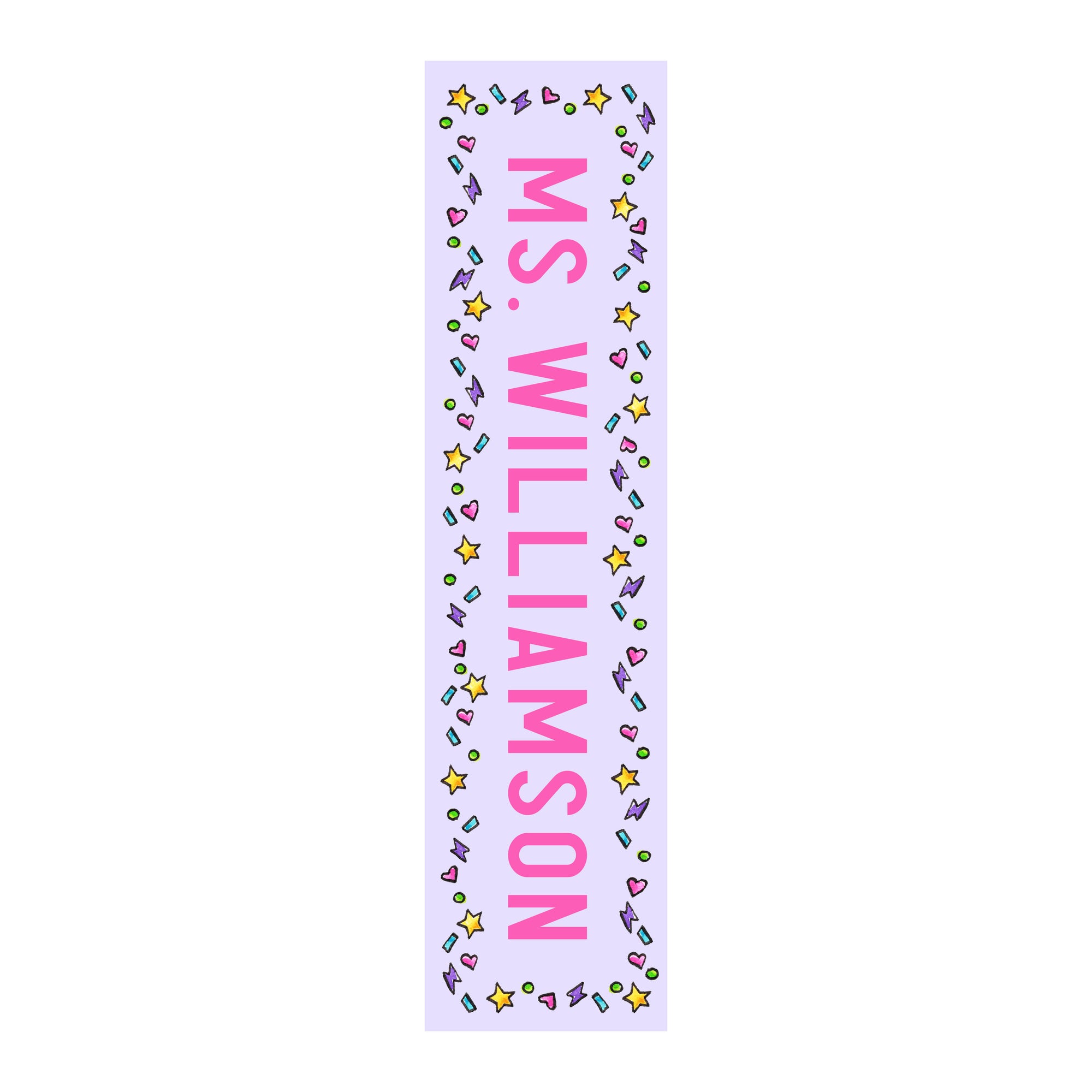 Charm Confetti Personalized Bookmark- Laminated with Ribbon
