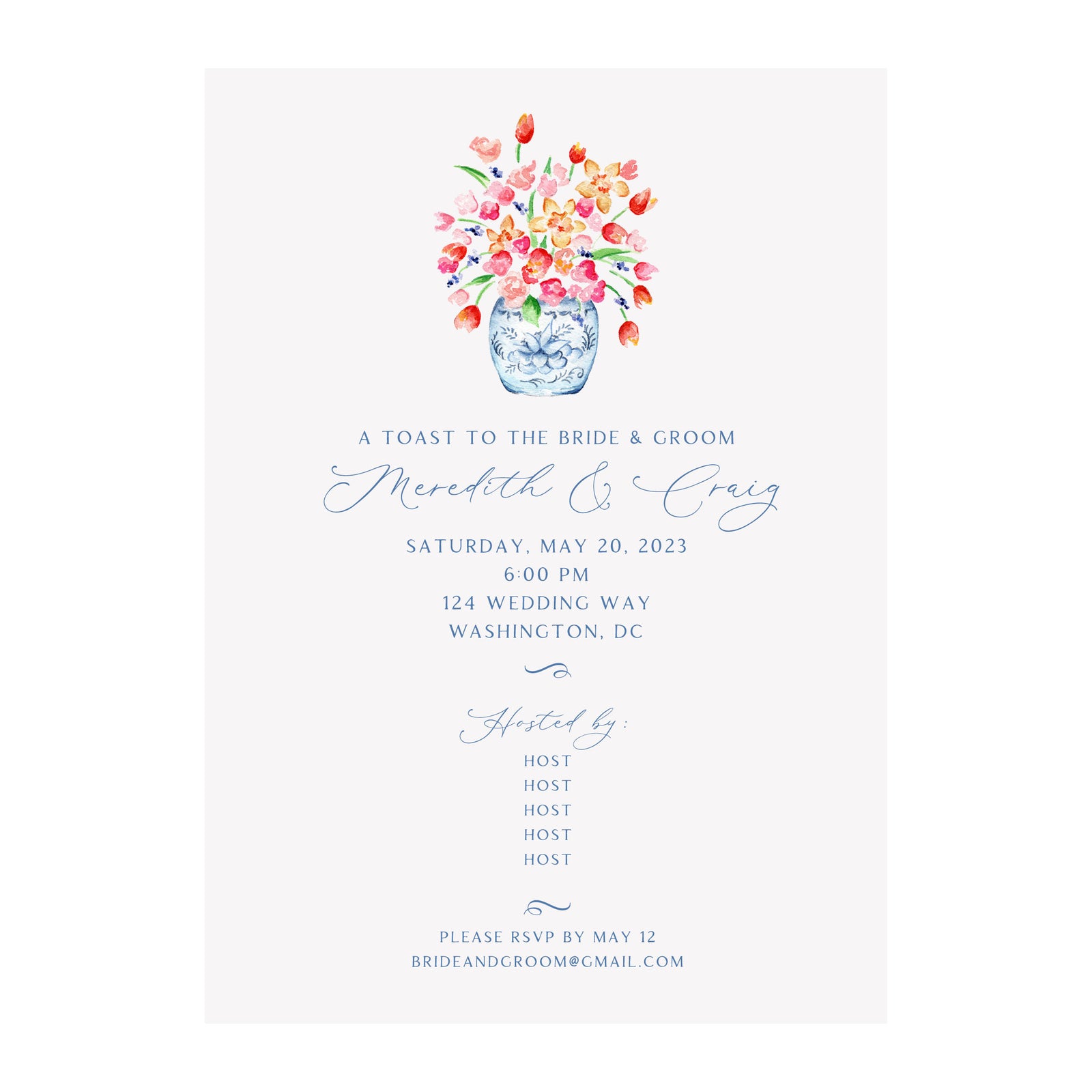 Chinoiserie Ginger Jar Arrangement Invitation