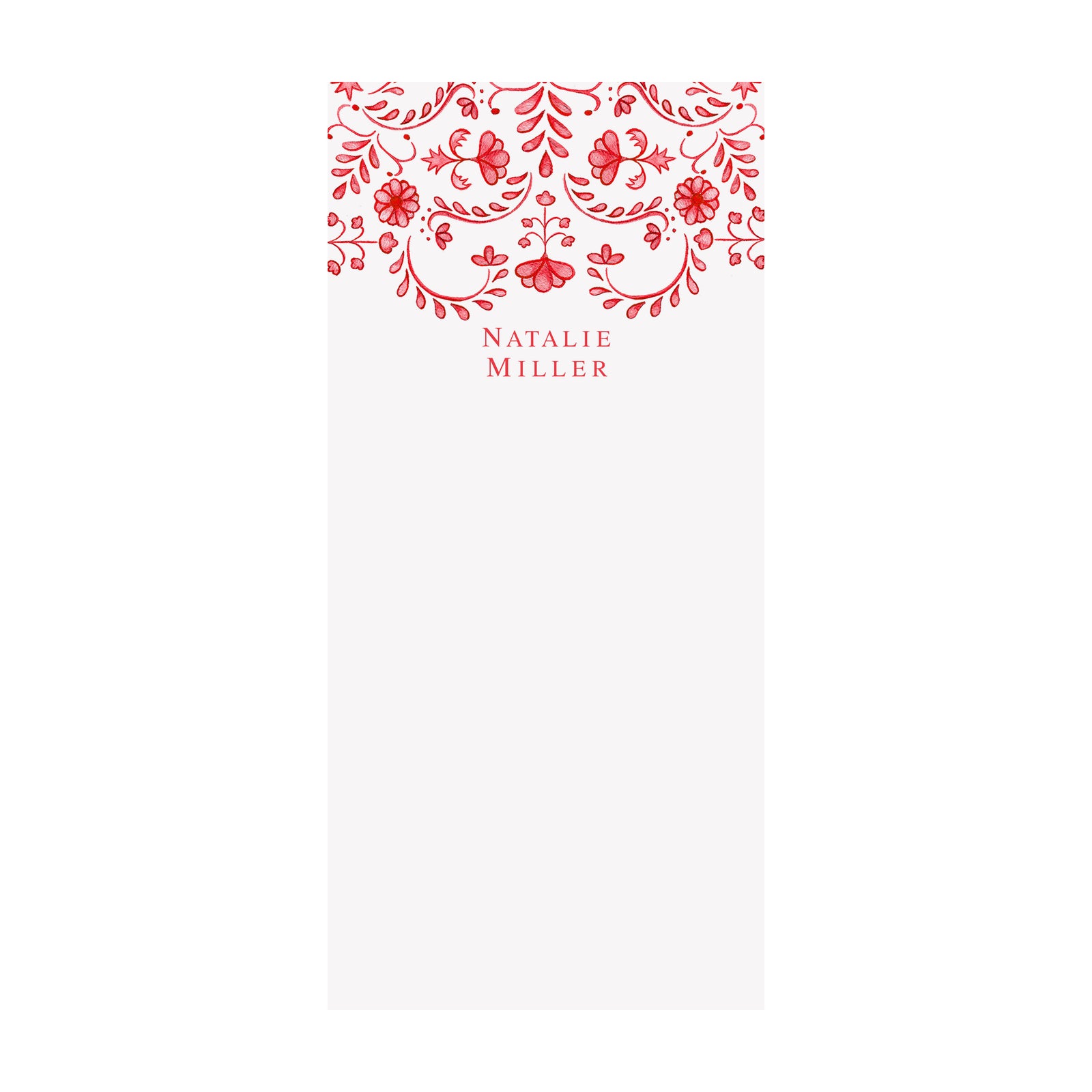 Chinoiserie Notepad- Personalized- Red