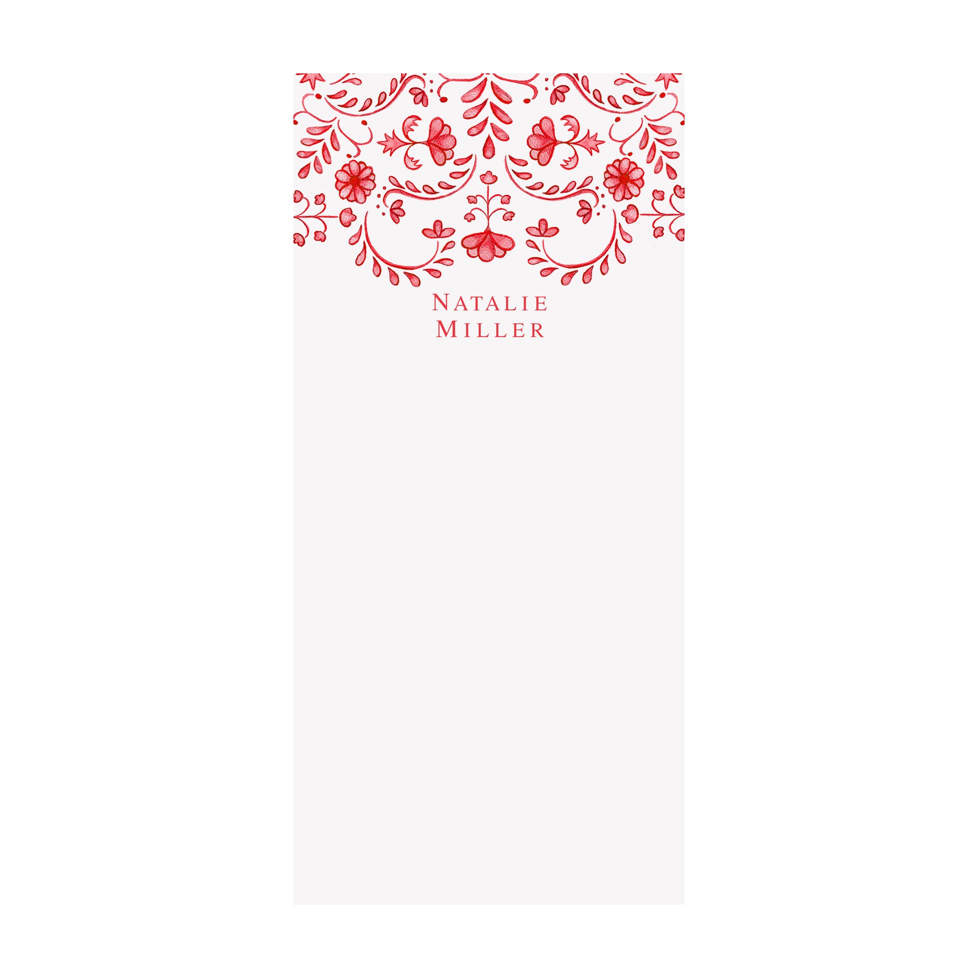 Chinoiserie Notepad- Personalized- Red