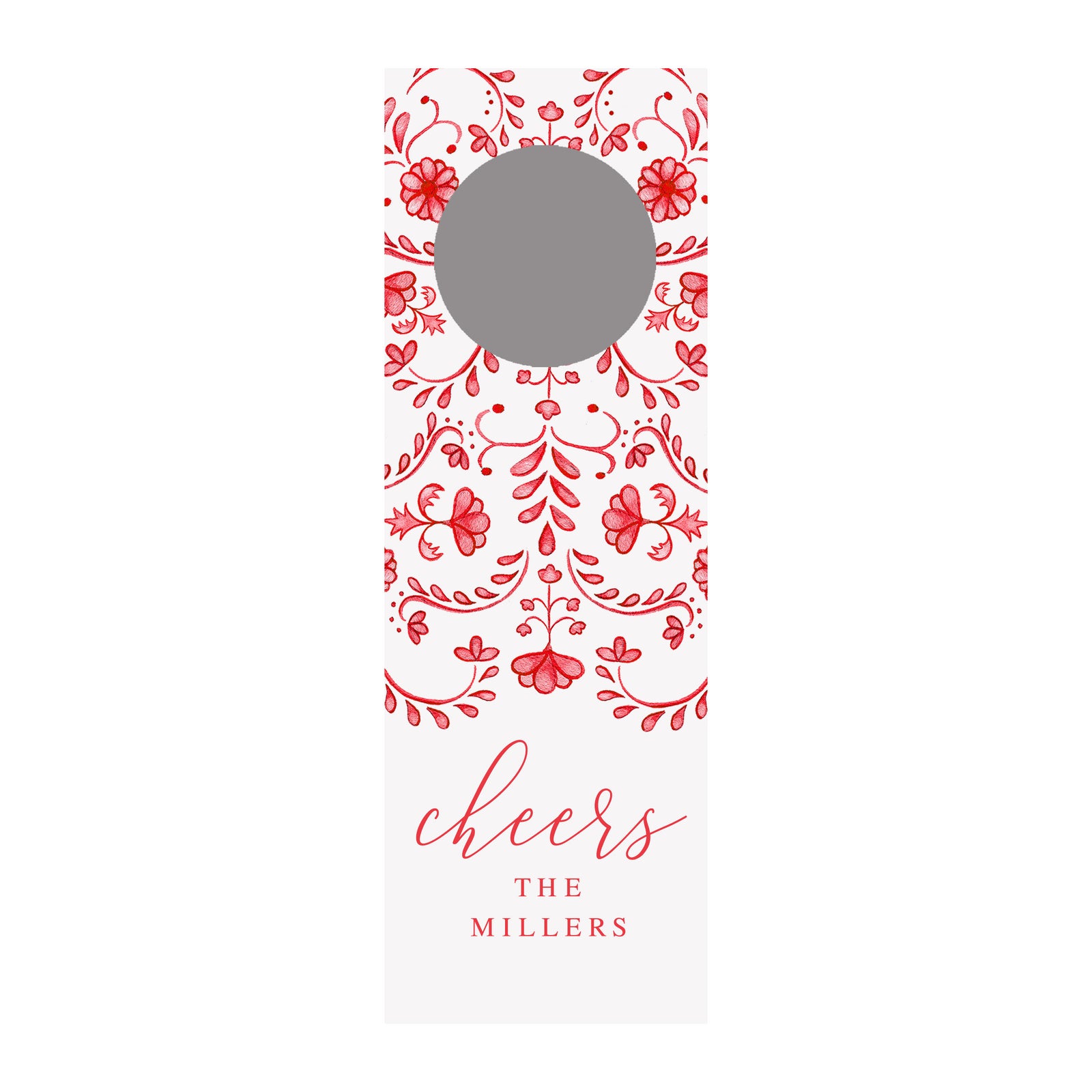 Chinoiserie Personalized Wine Tag- Red