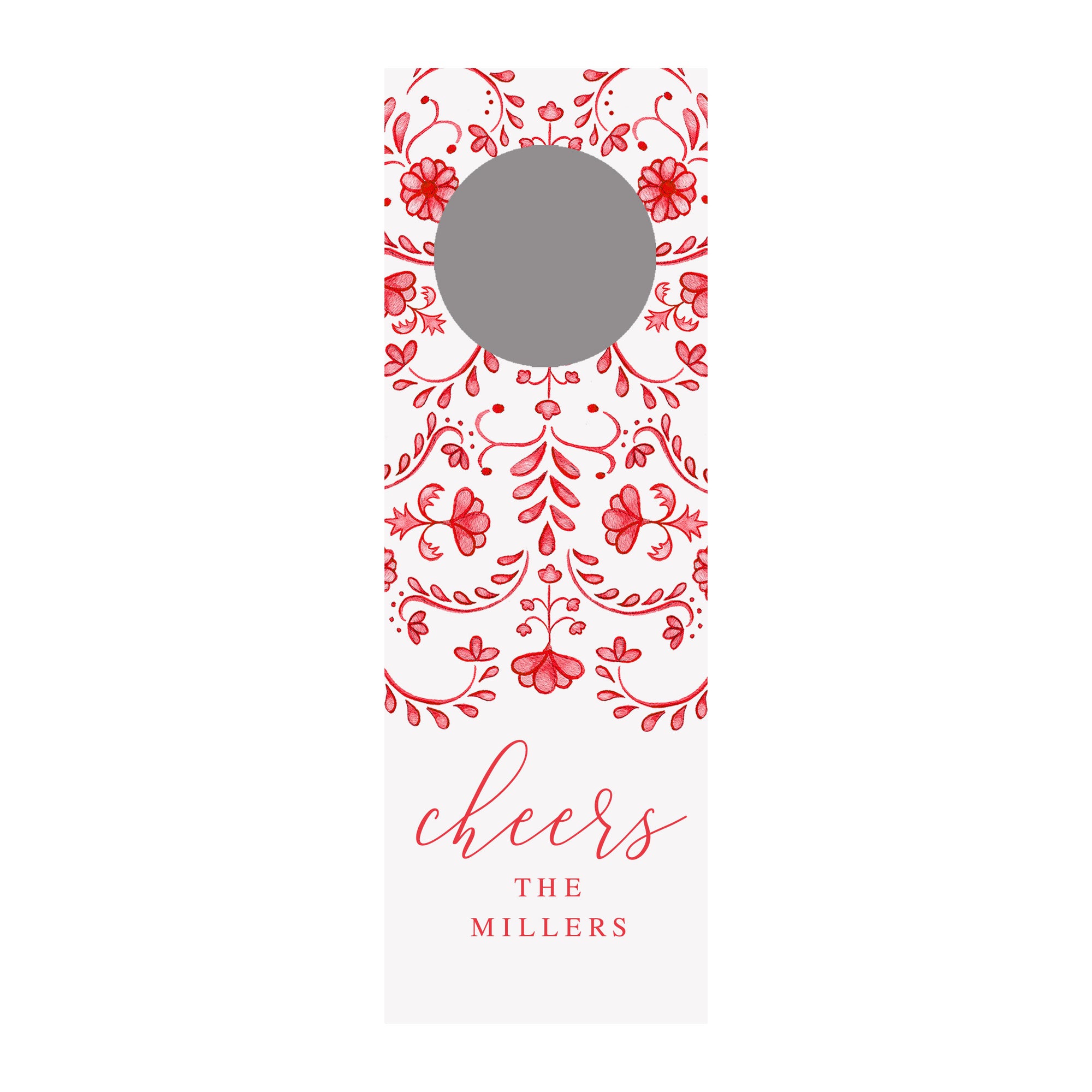 Chinoiserie Personalized Wine Tag- Red